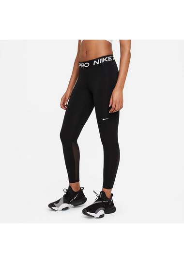 nike trainingstights pro women's mid-rise mesh-paneled leggings zwart