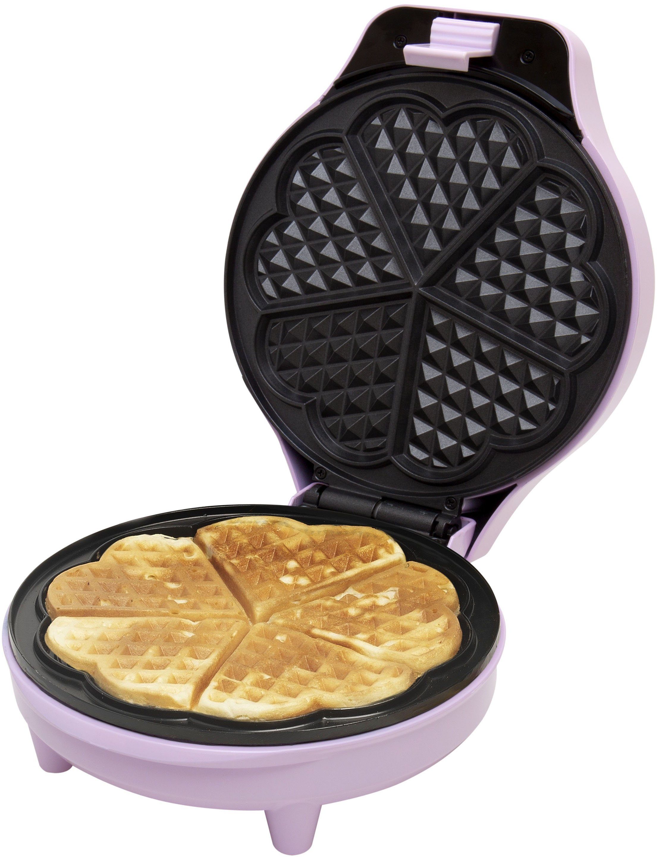 bestron Wafelijzer ASW217 voor klassieke hartvormige wafels, met antiaanbaklaag, retrodesign