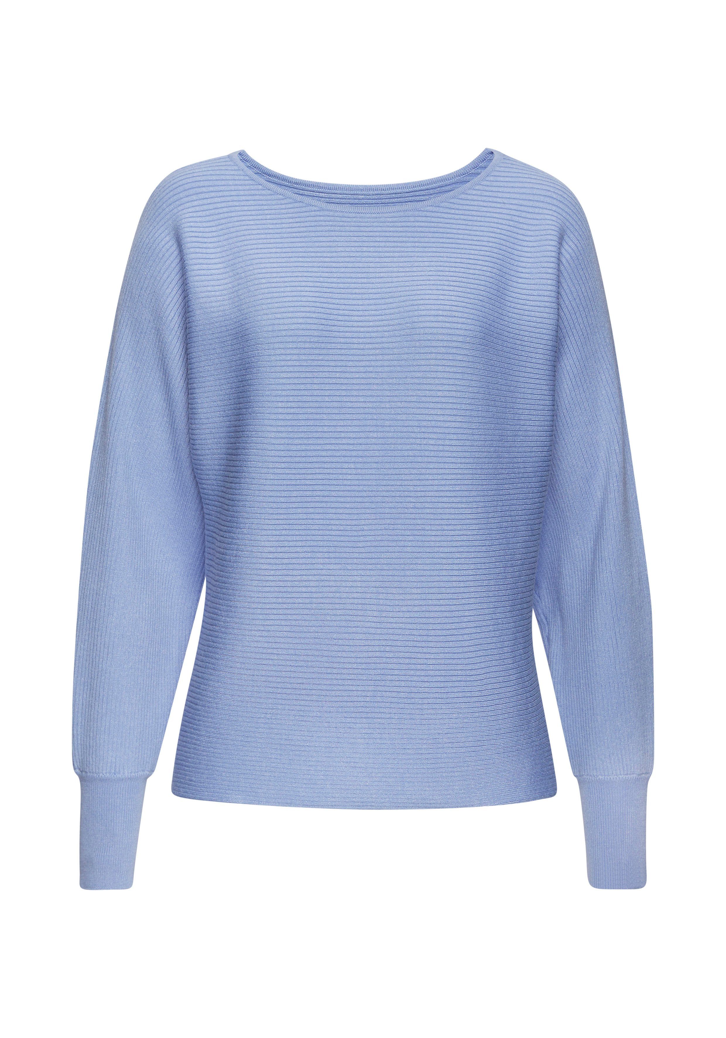 Vivance Gebreide trui met u-boot halslijn, vleermuismouwen, strepenlook, oversized