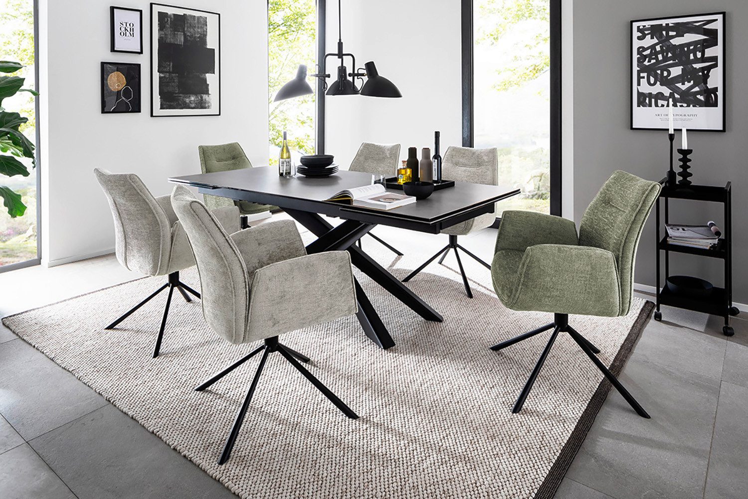 MCA furniture Eetkamerstoel (2-set), draaibaar 360°, belastbaarheid 120 kg, zithoogte ca. 50 cm