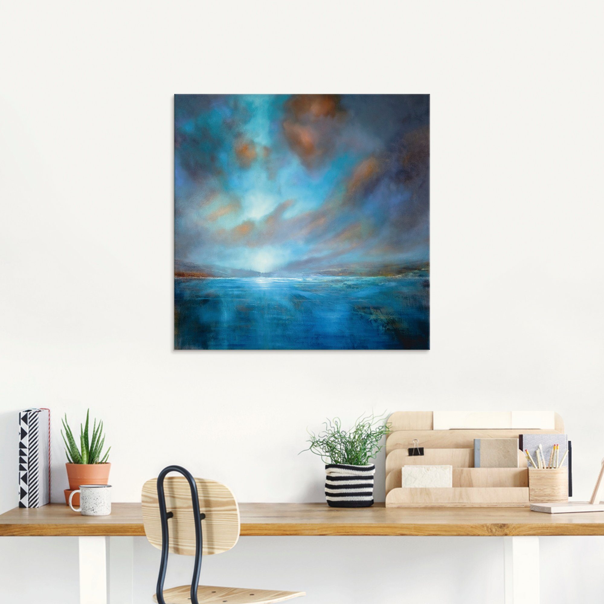 Artland Print op glas Blauwe wijdte in verschillende maten