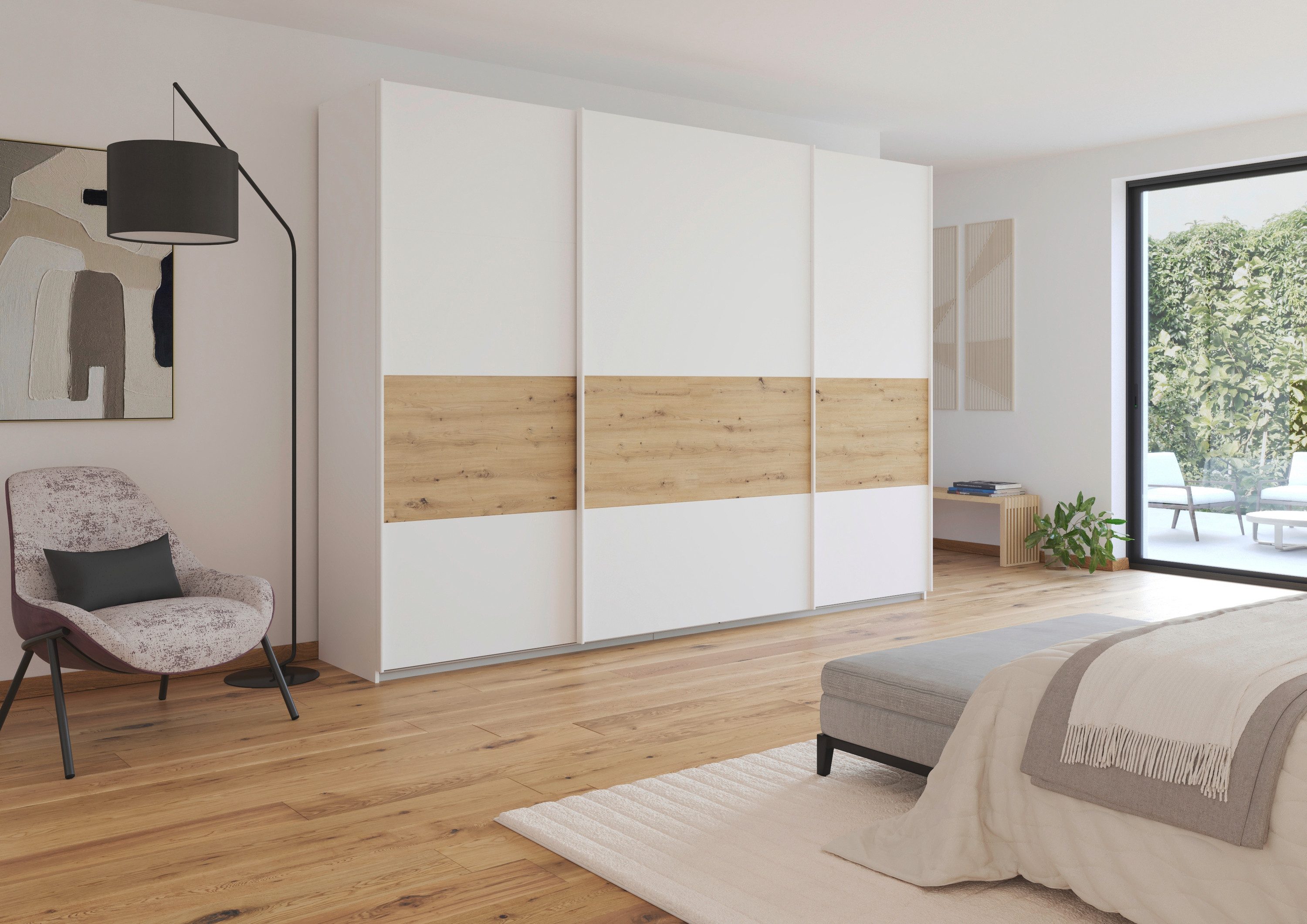 rauch Schuifdeurkast Kledingkast Kast Garderobe CORTONA inclusief indeling, 2 stoffen dozen en extra planken