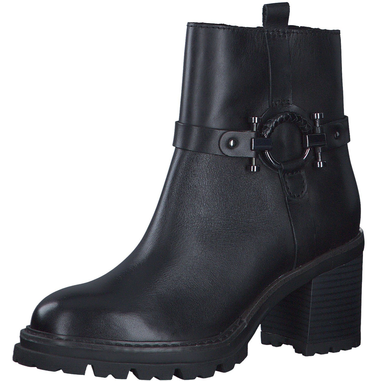 Marco Tozzi Laarsjes hakken western-enkellaars chunky boots met decoratieve band