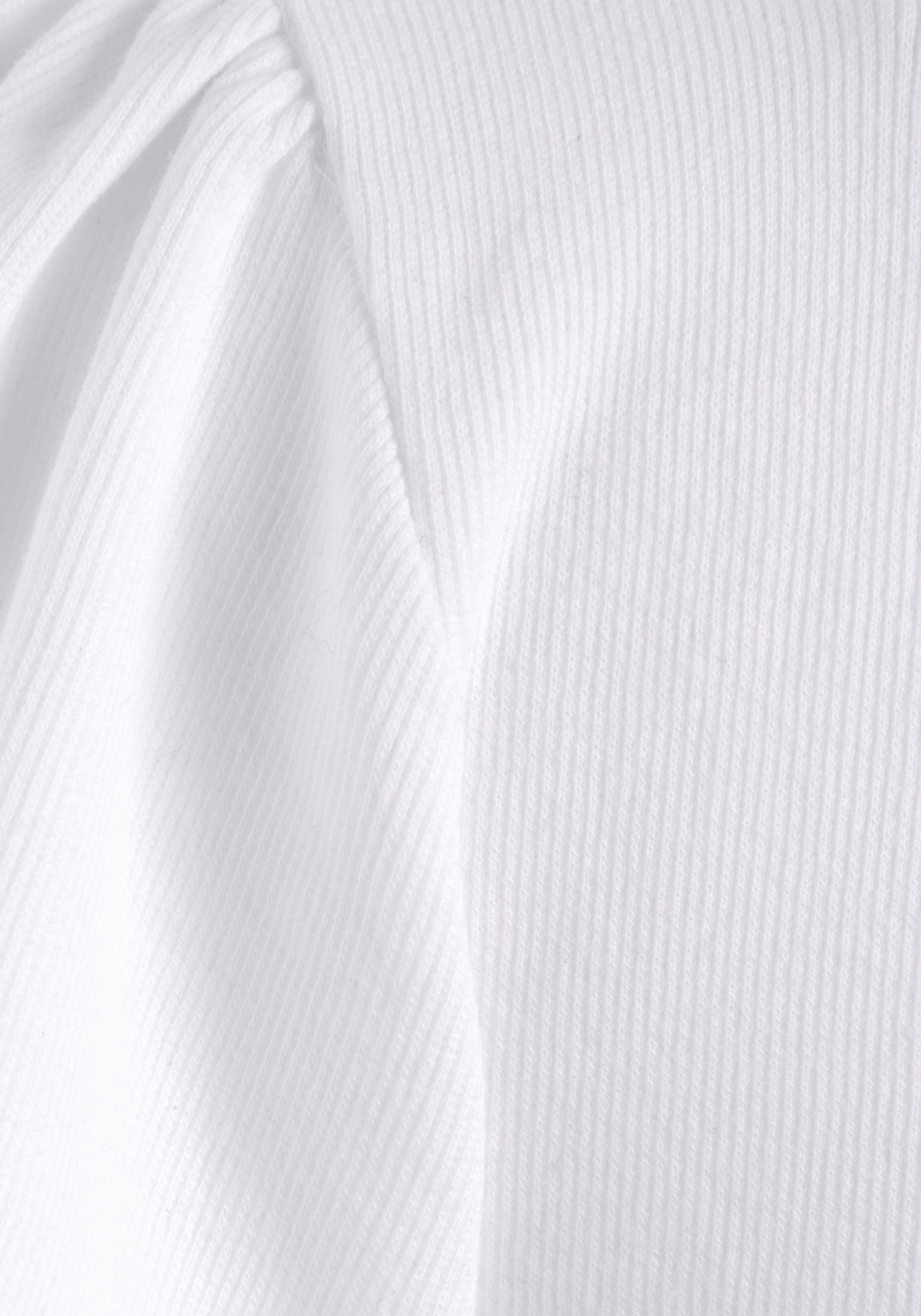 Vivance Shirt met V-hals van ribstof met lichte vleugelmouwen, t-shirt om in de nek te binden