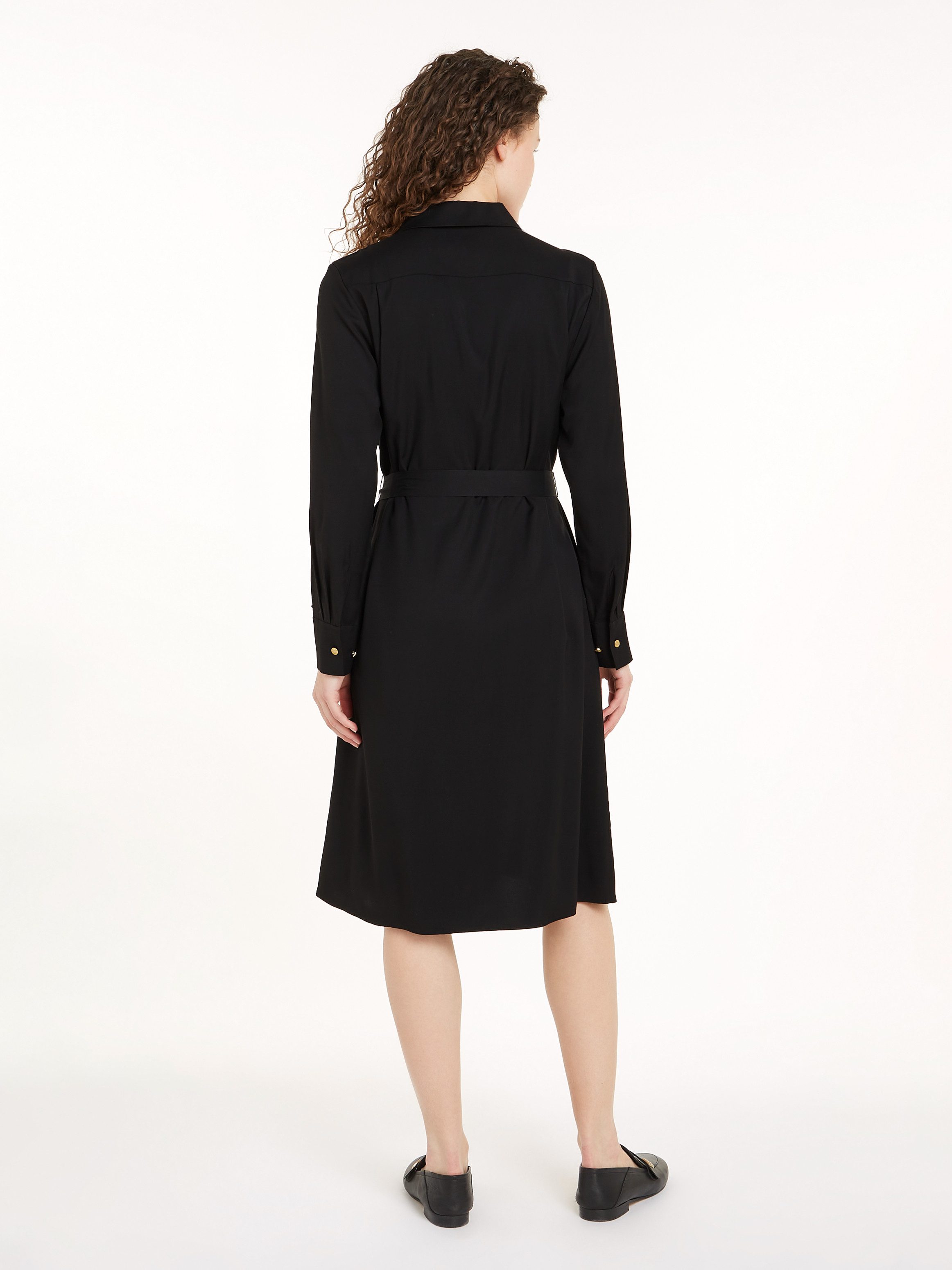 Tommy Hilfiger Jurk met overhemdkraag FLUID VISCOSE SHIRT DRESS vloeiende viscose kwaliteit