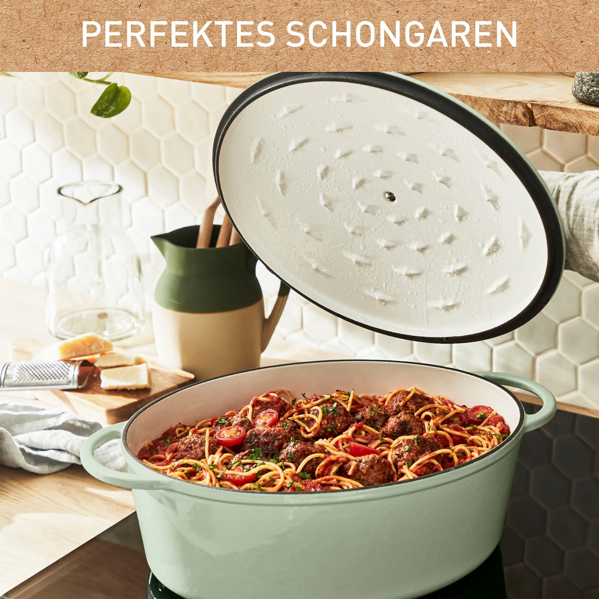 Tefal Braadpan LOV braadpan met deksel, Ø 34 cm, ovaal Inductie, geschikt voor alle soorten fornuizen, incl. e-book (1-delig)