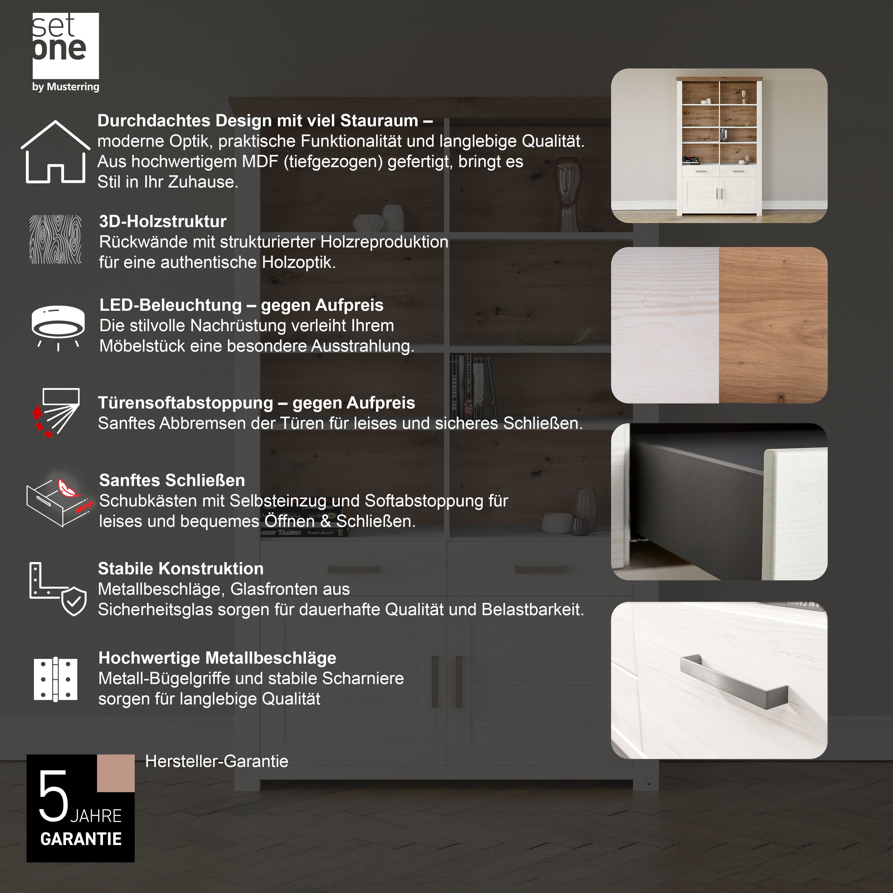 set one by Musterring Ordnerrek York open ontwerp, optioneel met verlichting, 3 kleuren, breedte 129 cm