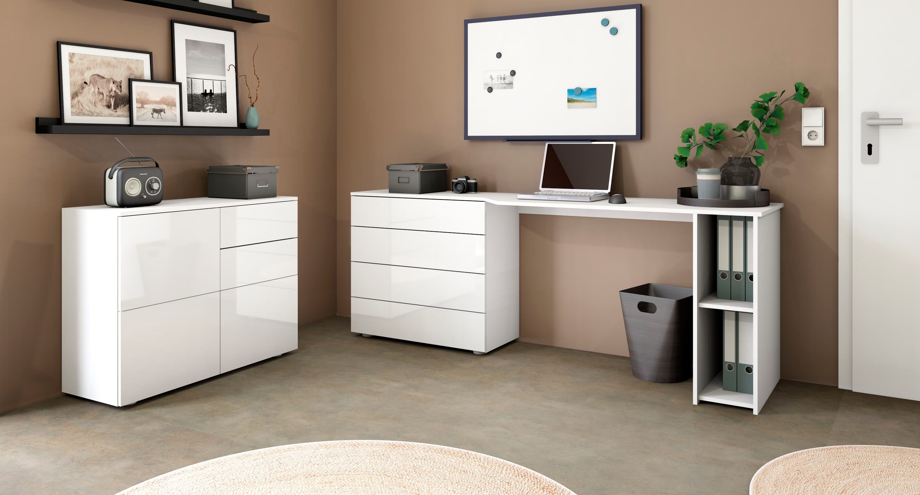borchardt Möbel Bureau Vaasa Breedte 196 cm, push-to-openfunctie