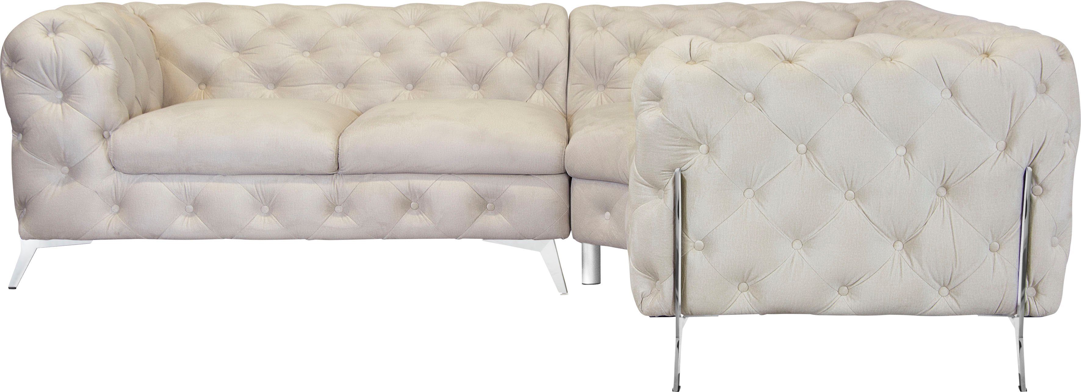 Leonique Chesterfield-bank Amaury L-vorm Chesterfield-look, bxd elk 262 cm, kleur van de poten ter keuze