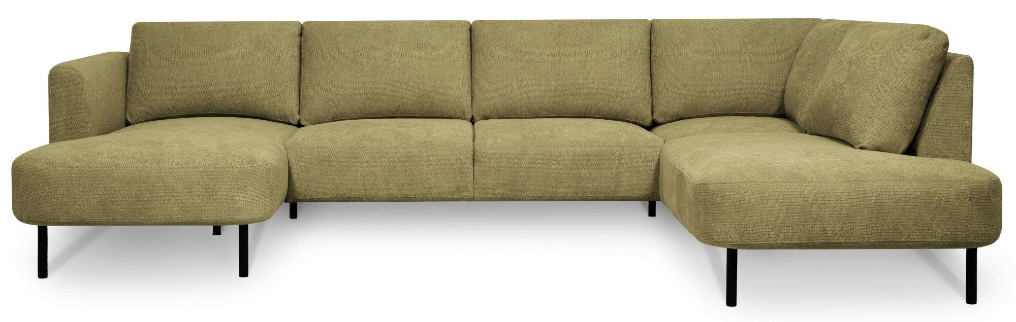 Places of Style Zithoek Cesola in zachte chenille-stof, breedte 327 cm, met zwarte metalen poten