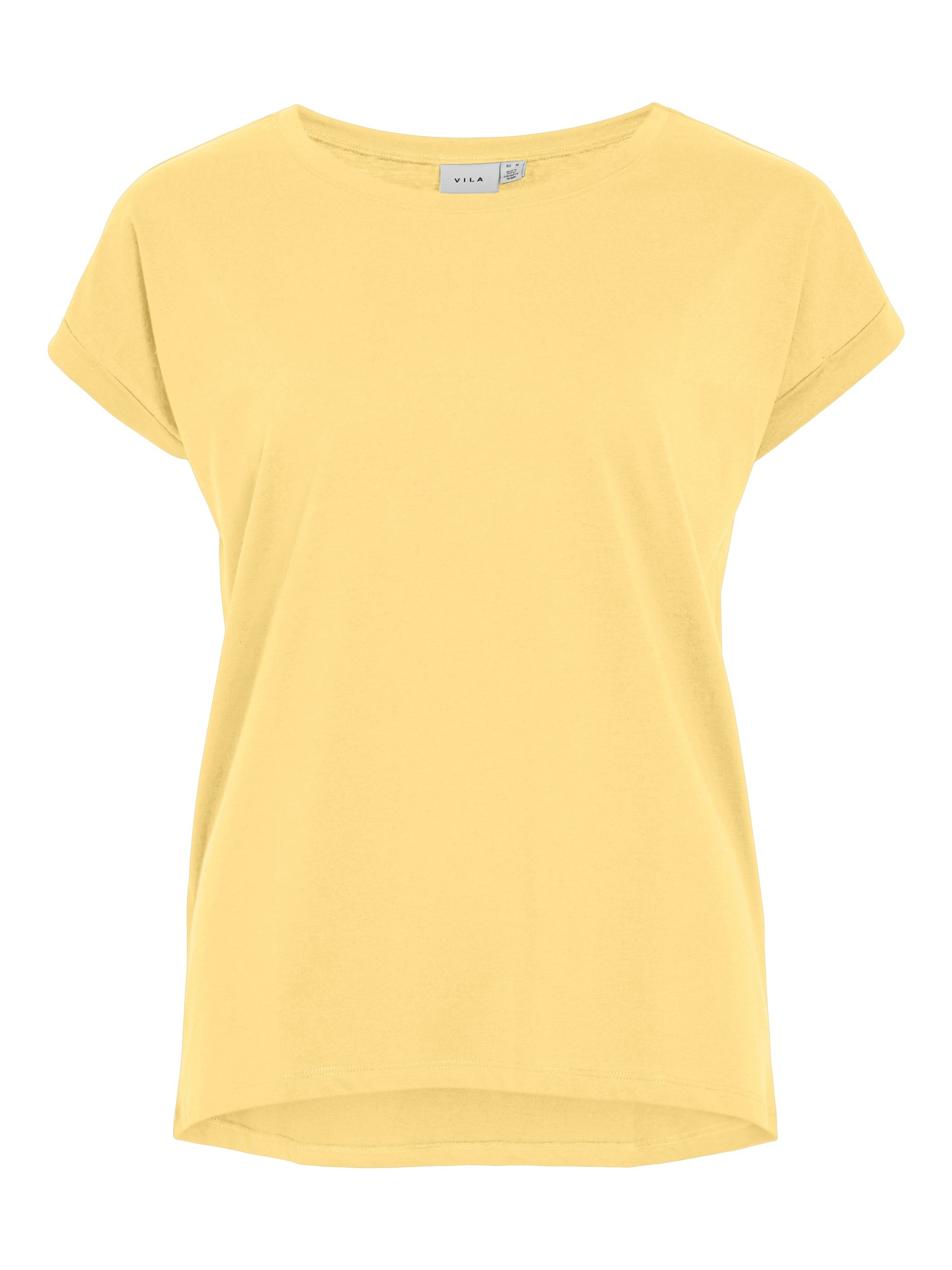 Vila Shirt met ronde hals VIDREAMERS NEW PURE T-SHIRT/SU-NOOS Basic dames T-shirt met ronde hals en omgeslagen mouwen