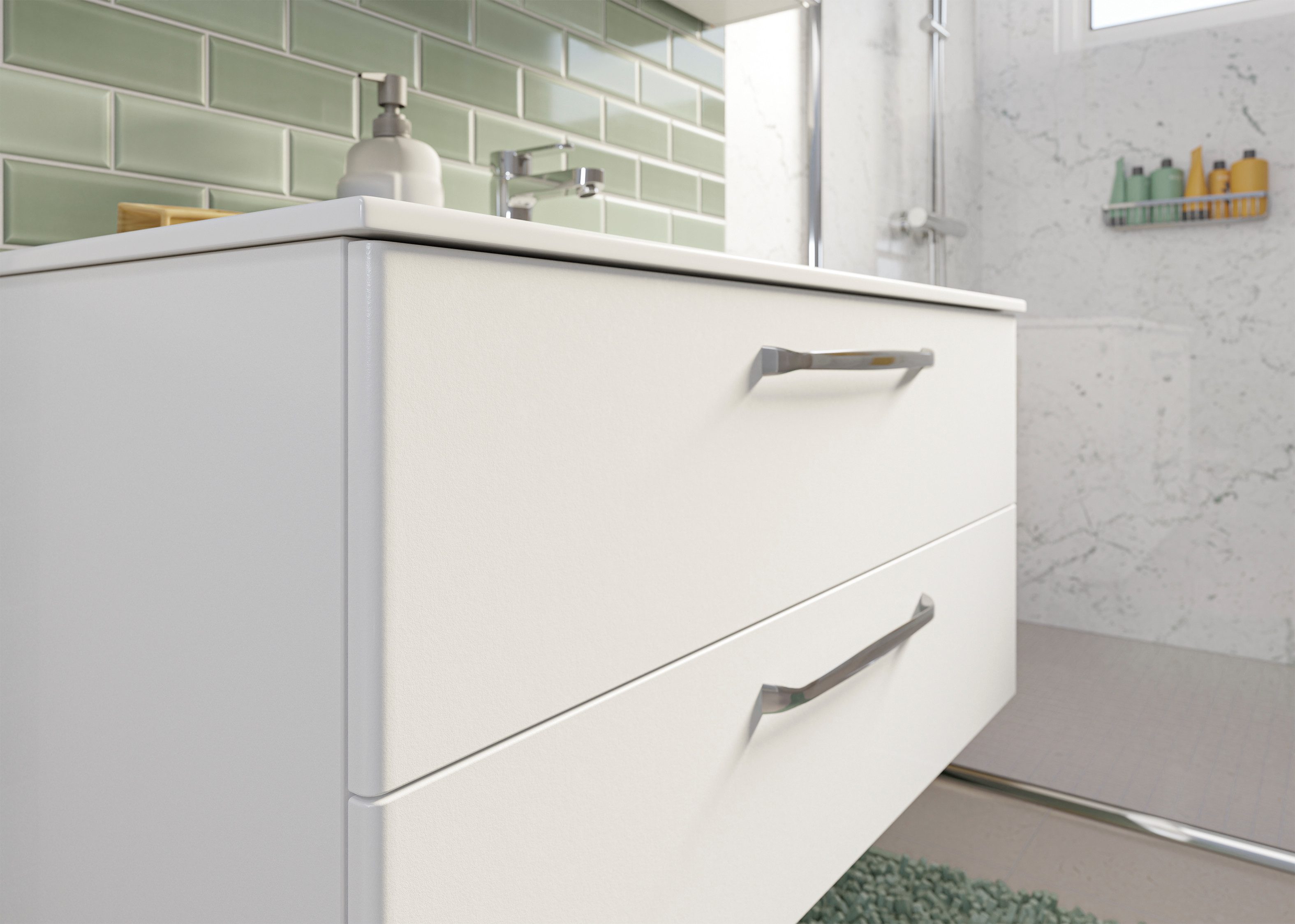 Saphir Badmeubelset Trentino 2-delig mineralen marmer wasbak, spiegelkast met LED-profiel (3 stuks)