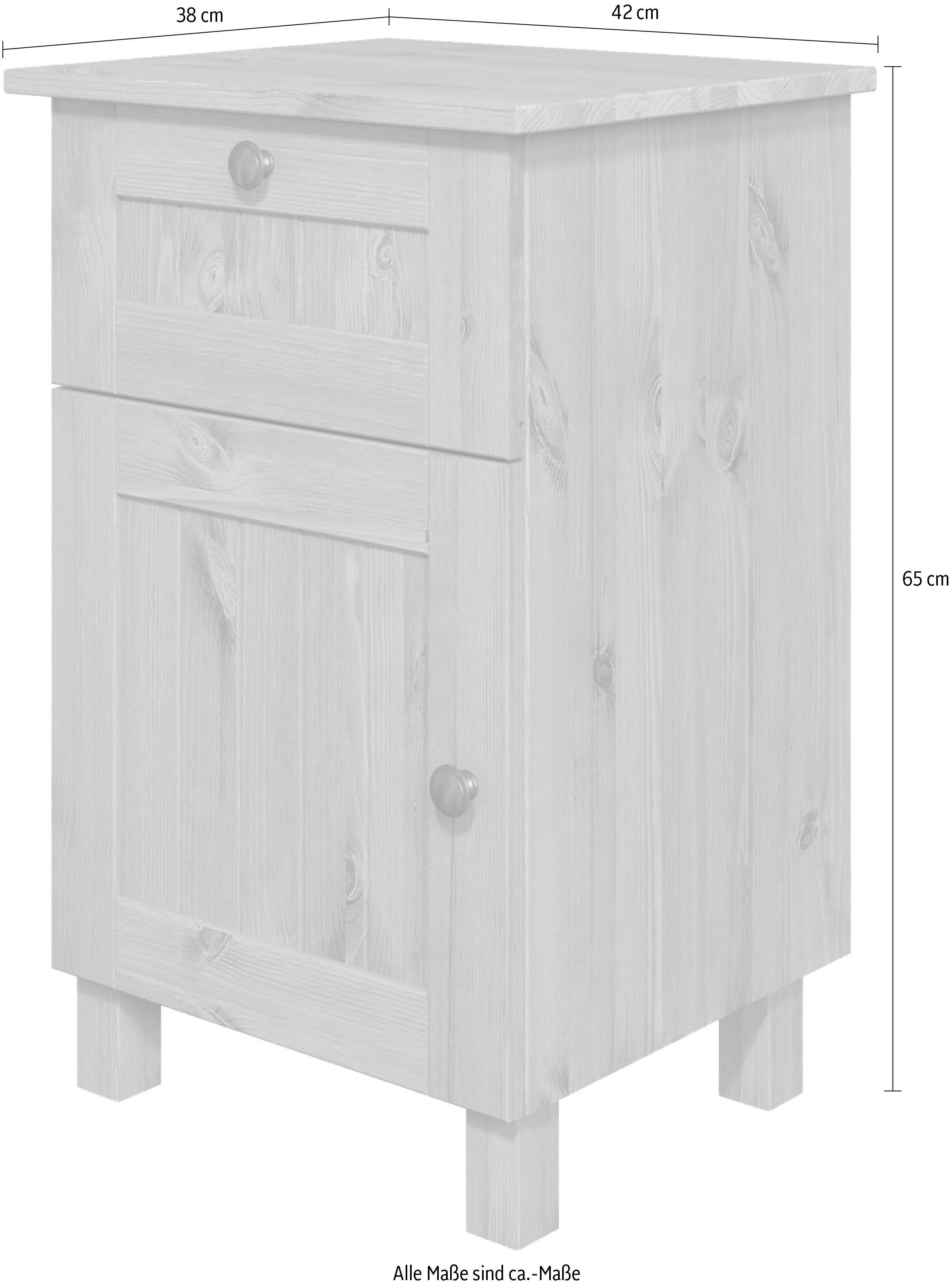 Home affaire Nachtkastje Juventus, Nako, Nachttafel met een lade, van massief dennenhout, fsc®-gecertificeerd