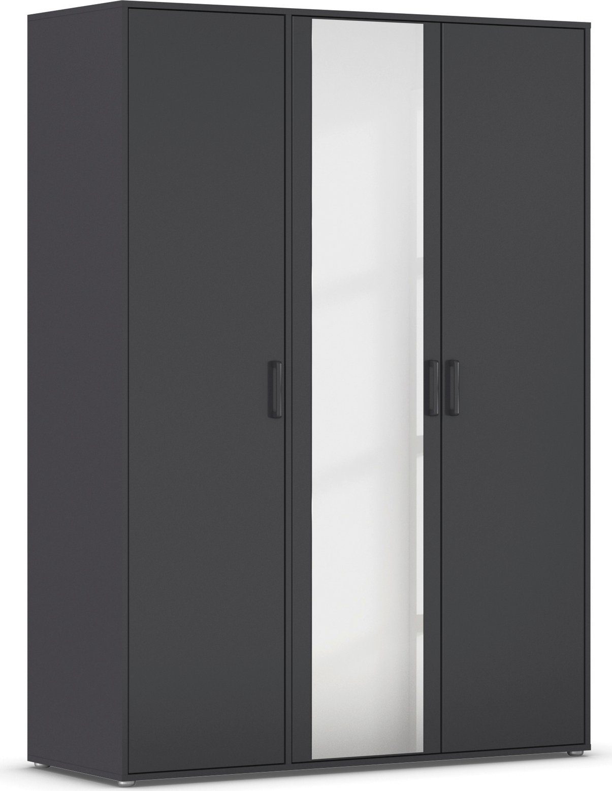 rauch Draaideurkast Voyager met moderne grepen in grijs-metallic en spiegel kledingkasten maat 140 cm x 194 cm x 53 cm grijs