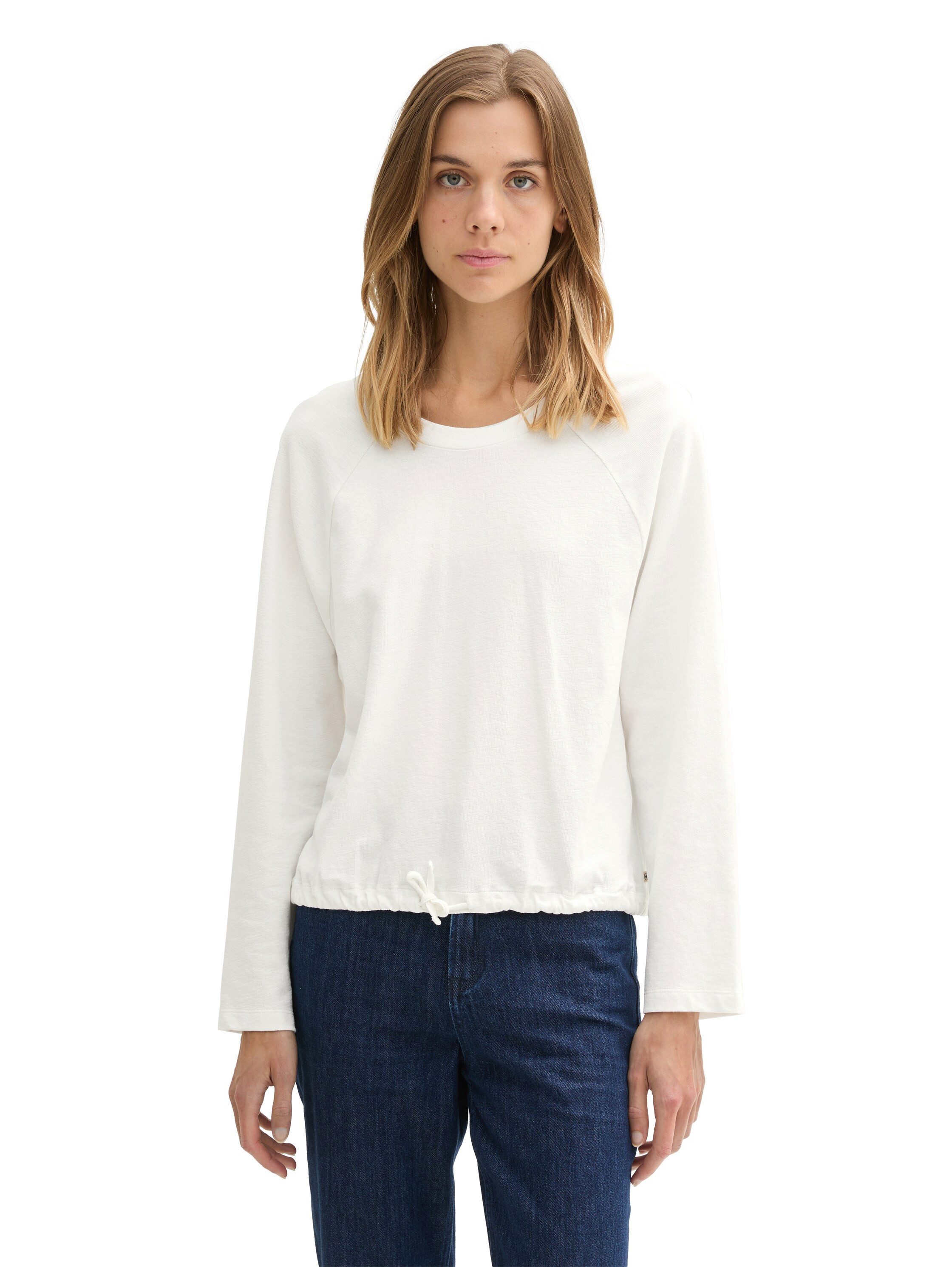 Tom Tailor Denim Shirt met lange mouwen met koord en koord dames longsleeves maat XXL (44) wit