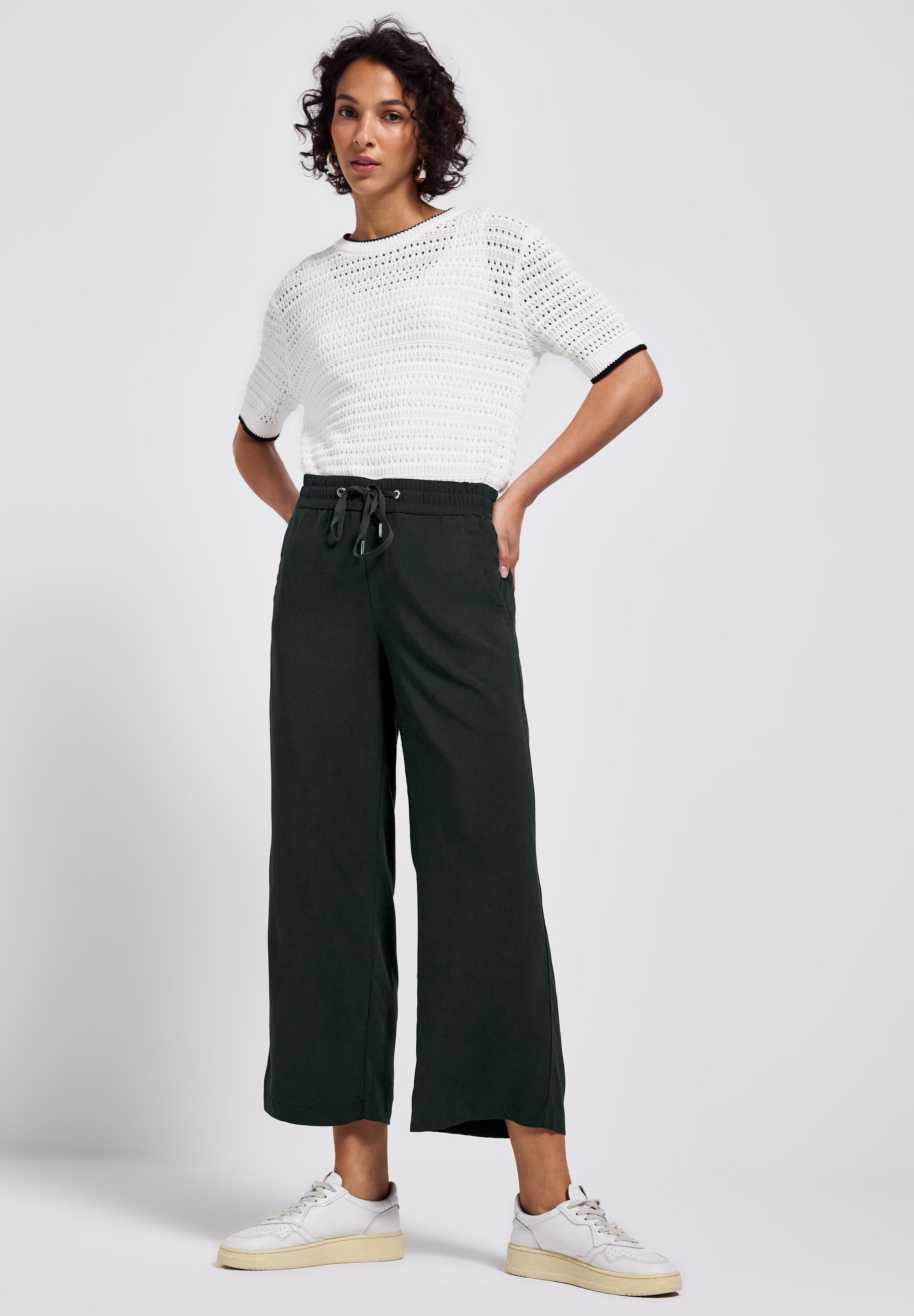 STREET ONE Stoffen broek Style Emee elastische band met rijgkoord