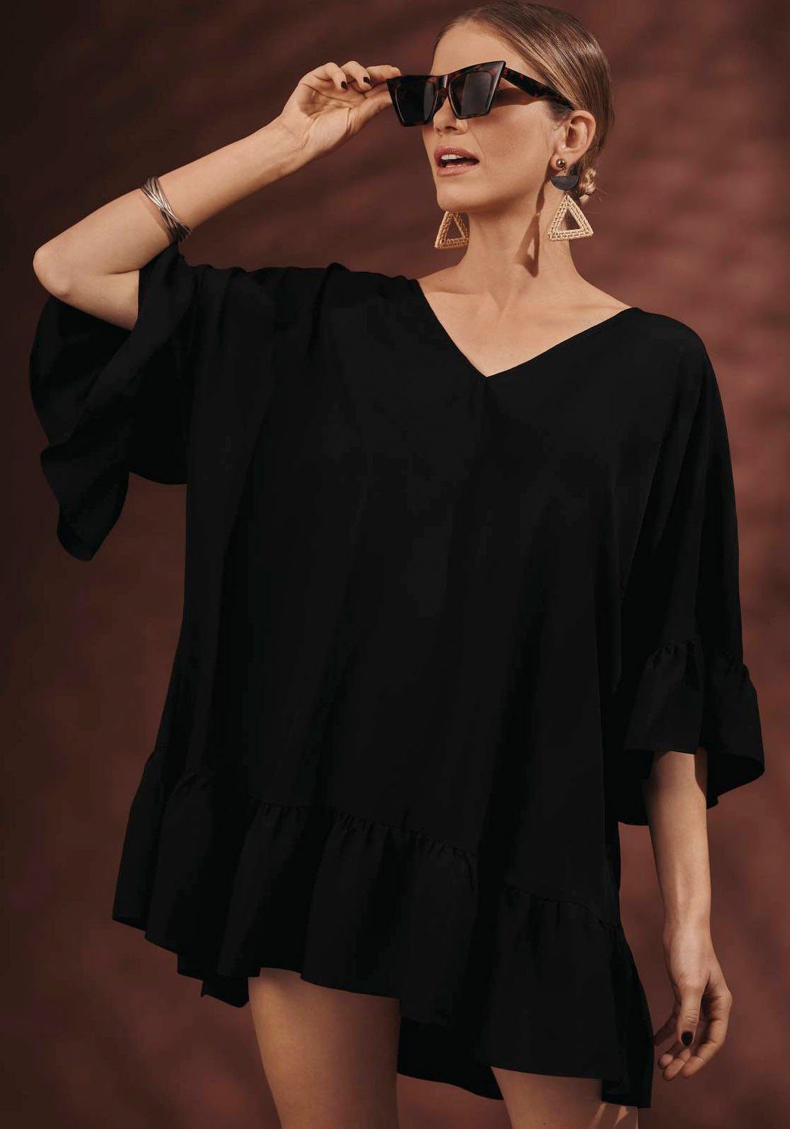 Rosa Faia Strandjurk Style Akalani kort soepel vallend oversized jurk cover-up