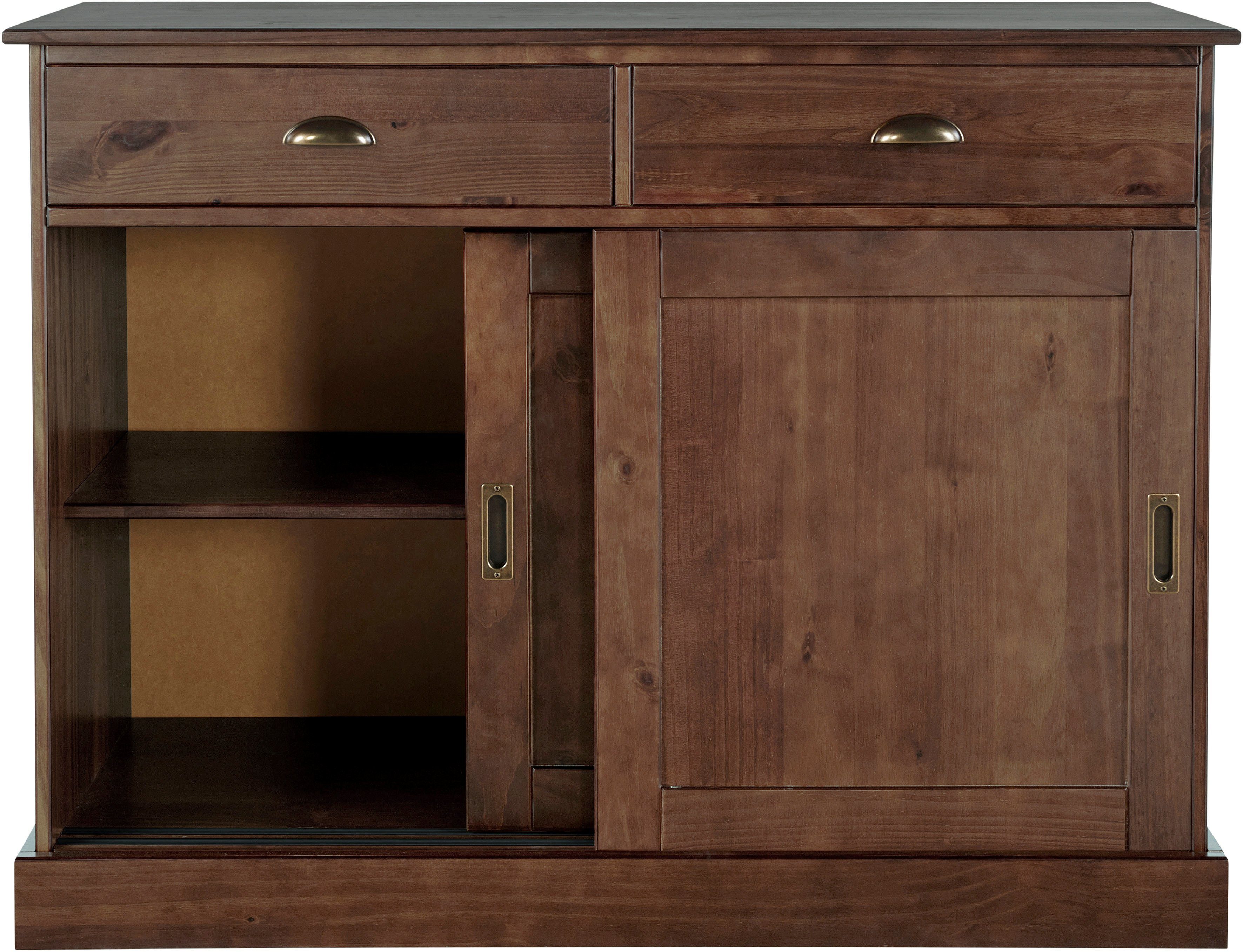Home affaire Dressoir Schröder Commode, 2 schuifdeuren, 2 lades, van massief dennenhout
