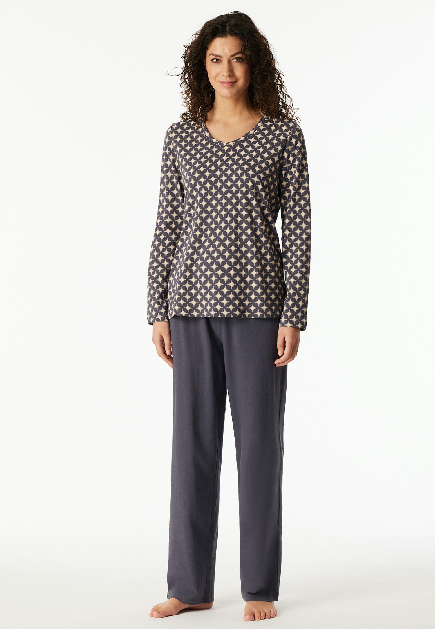 Schiesser Pyjama Comfort Essentials met hoogwaardige v-hals (2-delig)