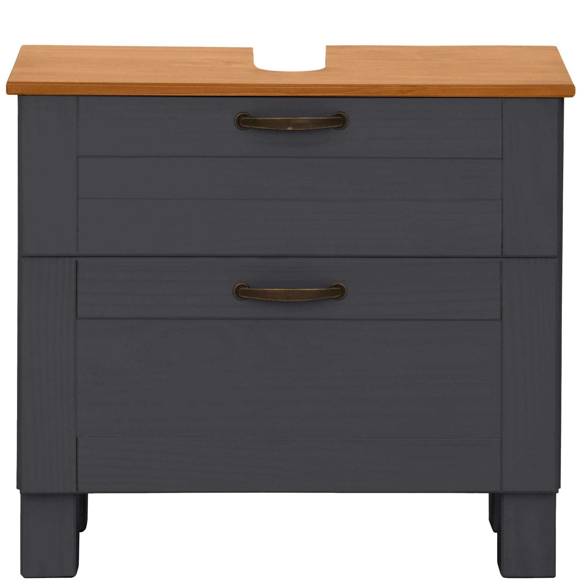 Home affaire Wastafelonderkast Rodby Massief, FSC®-gecertificeerd hout, grepen metaal, breedte 60 cm, hoogte 55 cm