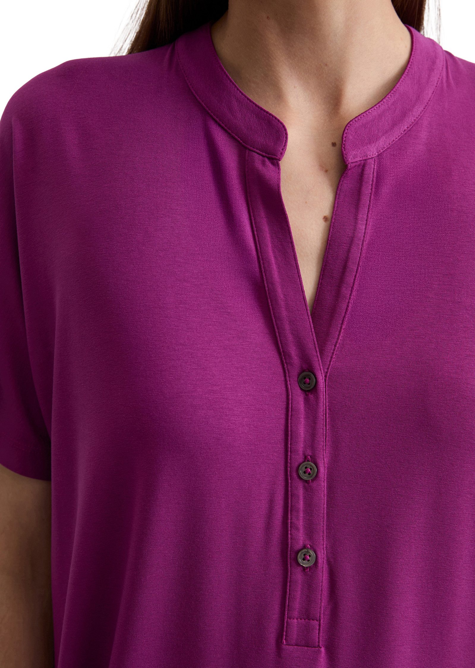 Marc O'Polo Shirt met staande kraag met knoopsluiting