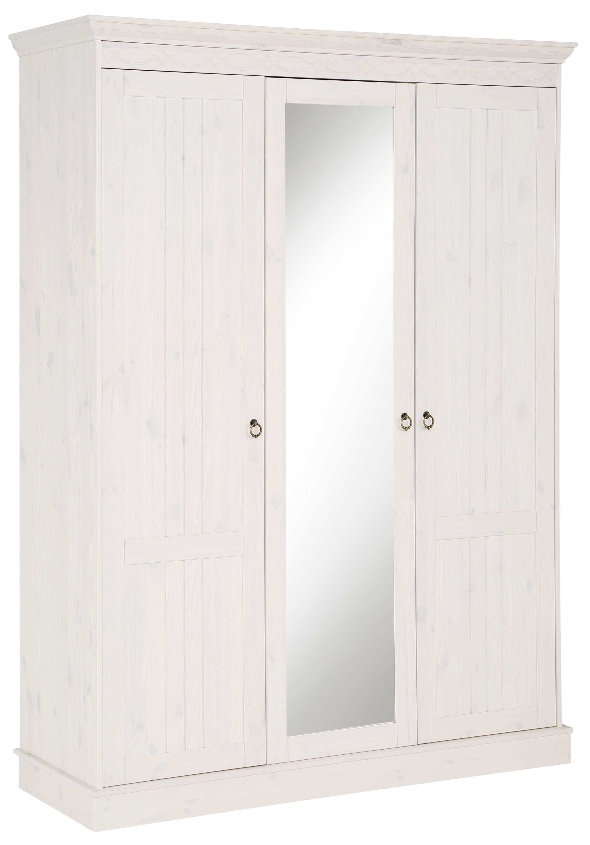 home affaire draaideurkast indra gemaakt van massief grenen, met spiegel in de 3- en 5-deurs versies wit