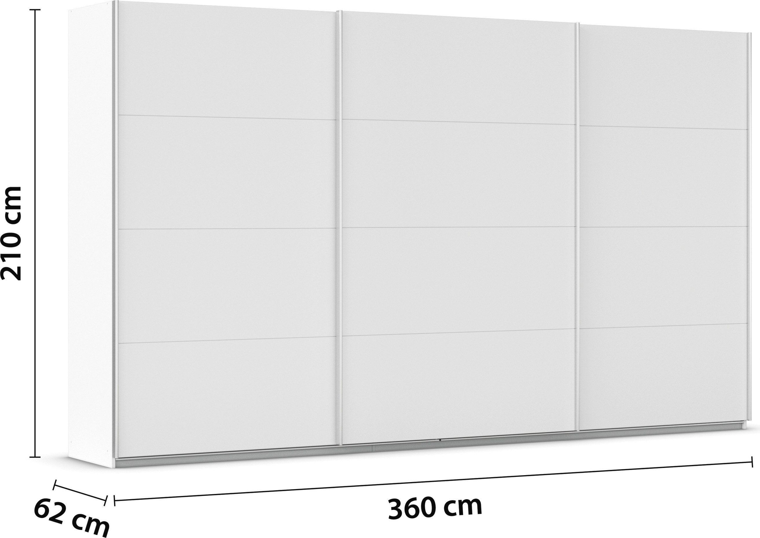 rauch Schuifdeurkast Kledingkast kast garderobe AGORDO met decor- of hoogglansfront doordachte binnenuitrusting, in 4 breedtes en 2 hoogtes made in germany