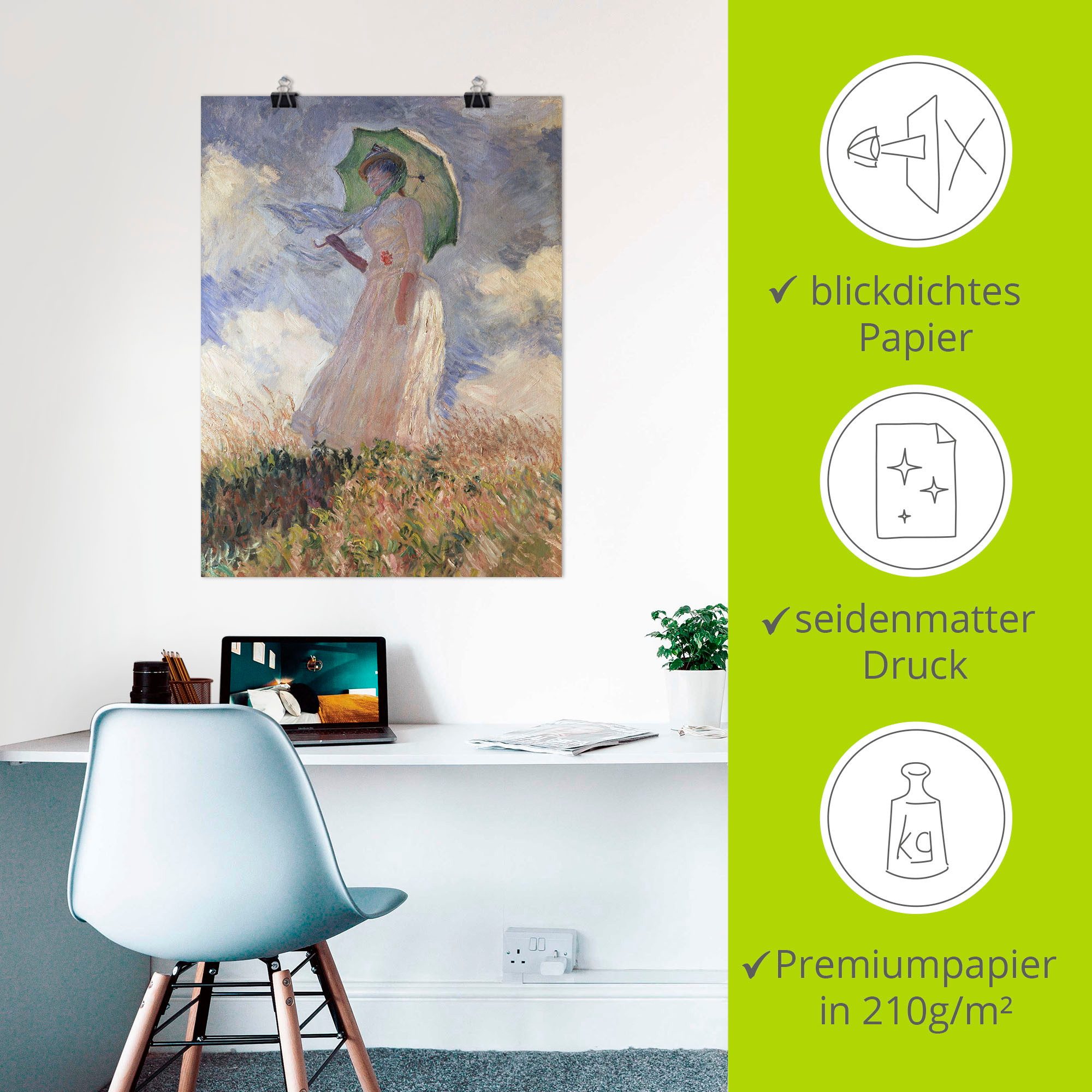 Artland Artprint Vrouw met parasol, Suzanne Hoschedé als artprint op linnen, poster in verschillende formaten maten