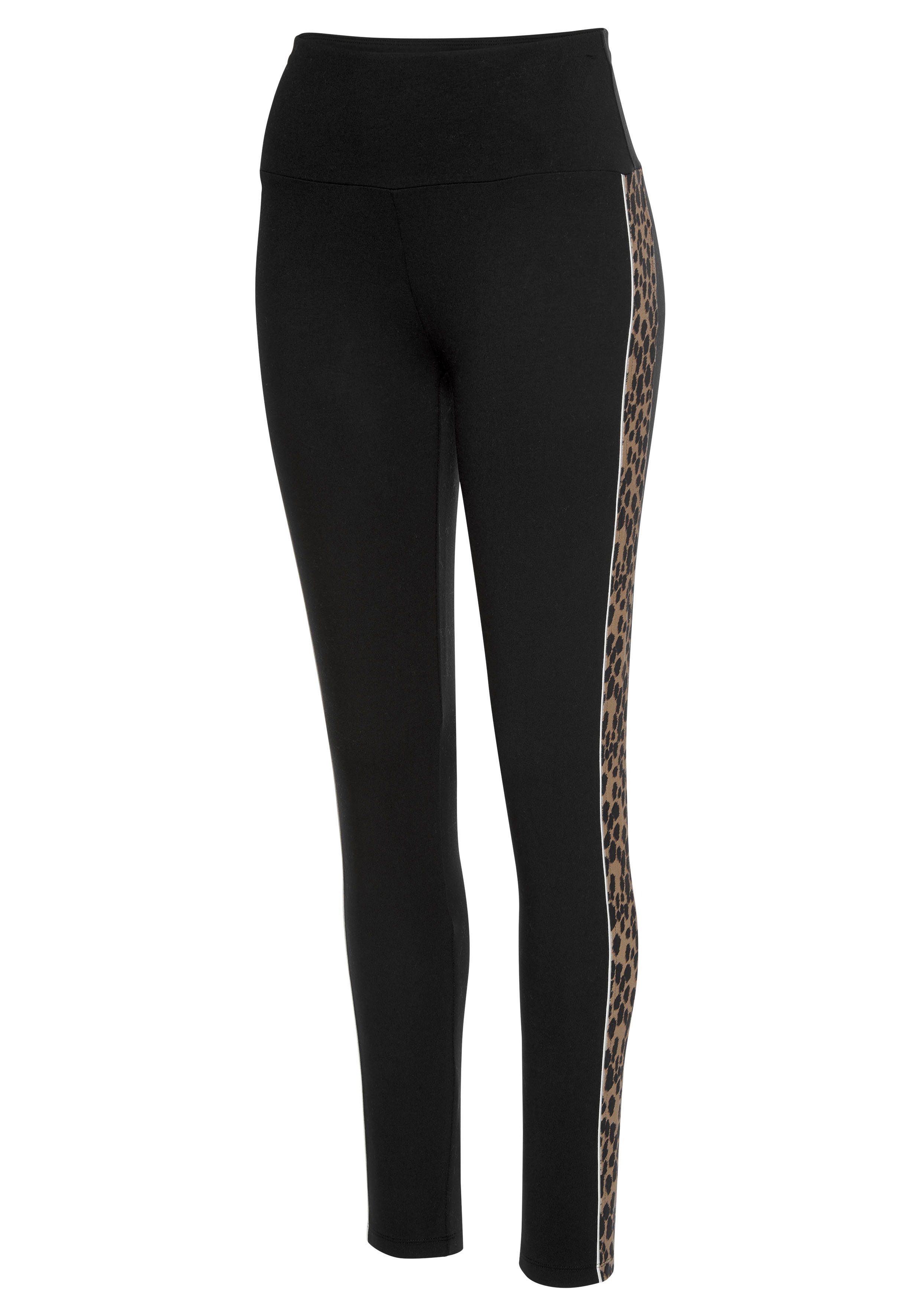 Buffalo Legging met strepen opzij voorzien van luipaardmotief