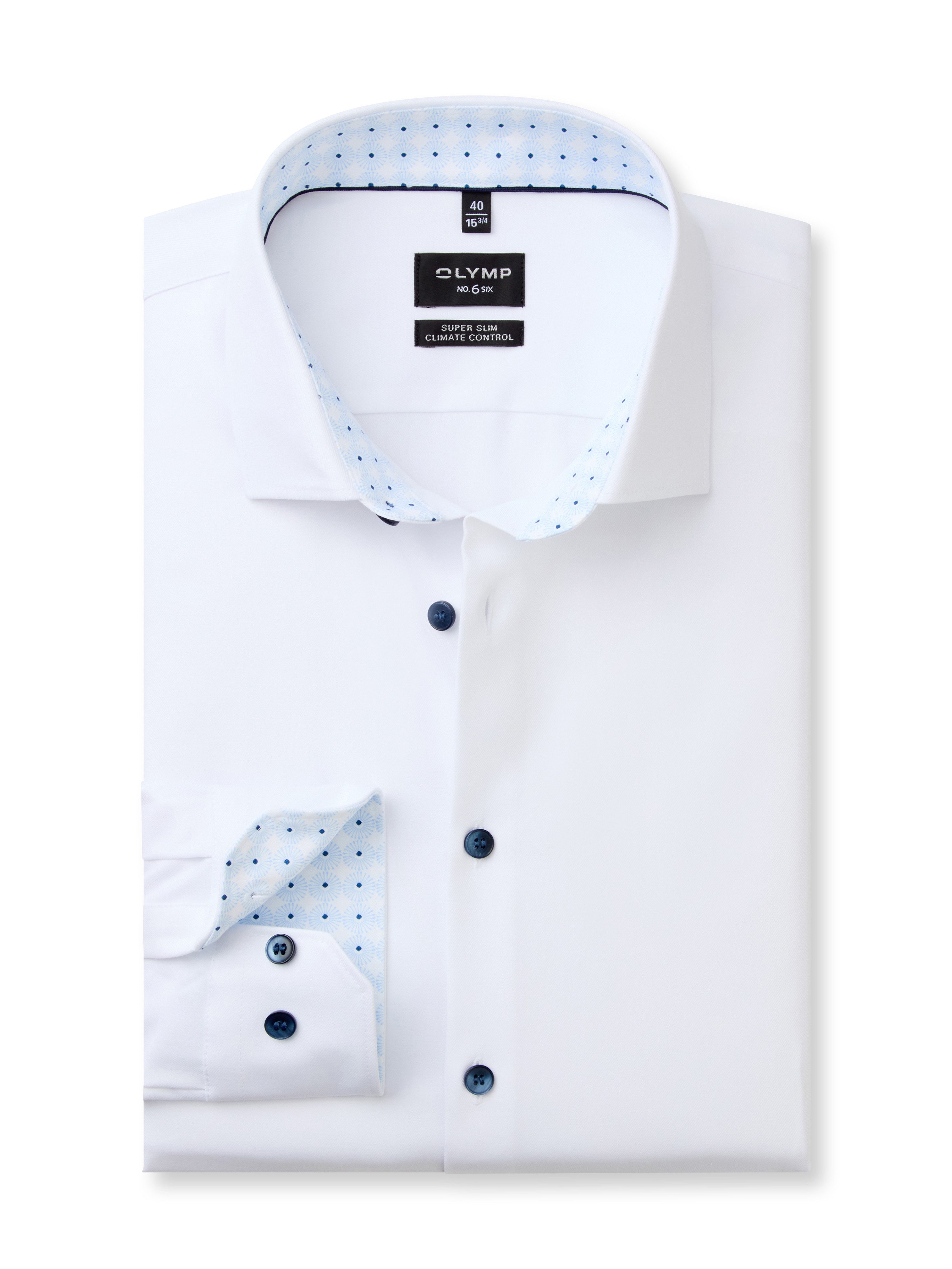 OLYMP Businessoverhemd No. Six 24/Seven super slim Manchet en kraag binnenkant contrasterend gemusterd