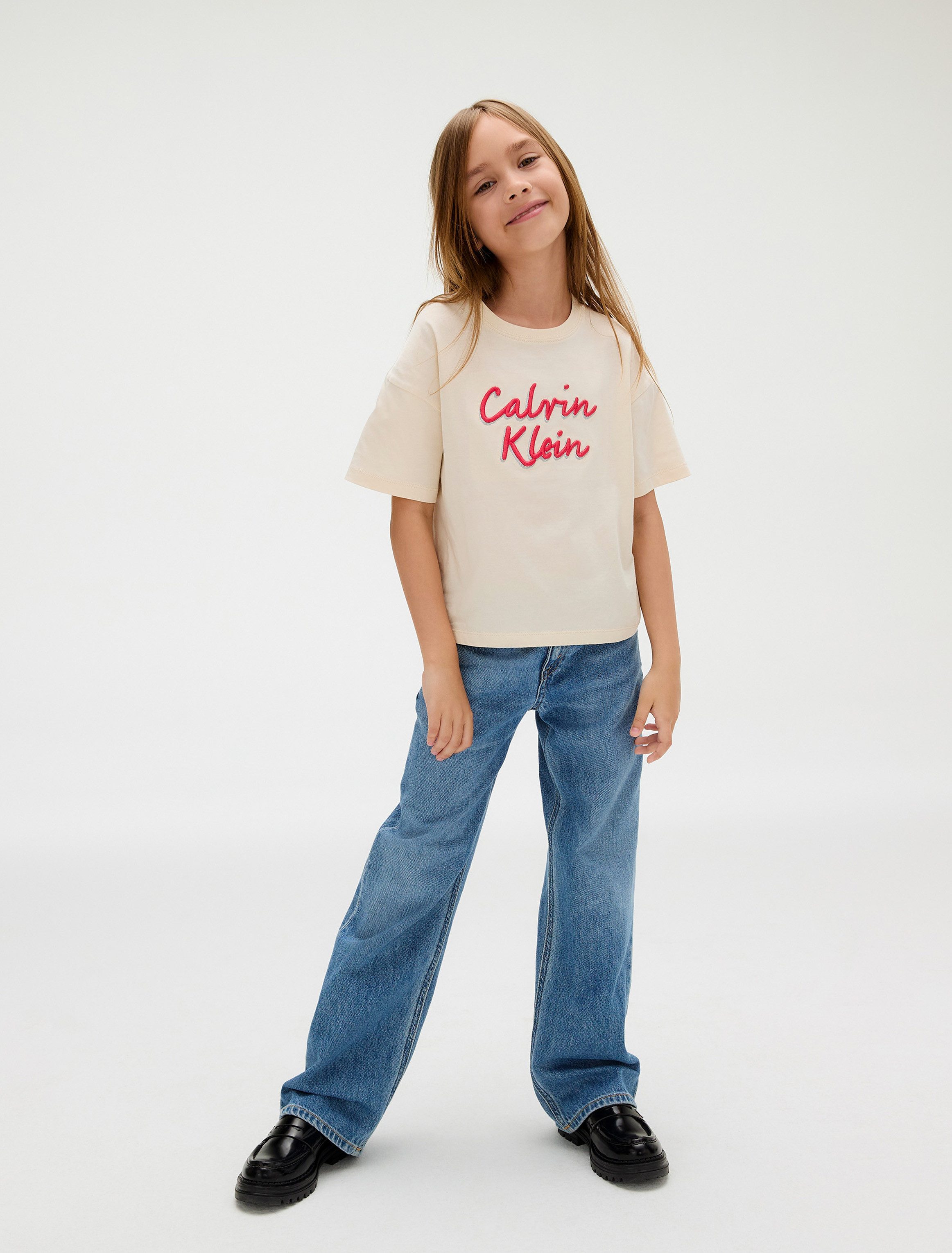 Calvin Klein T-shirt BOXY TEE METALLIC LOGO TECH voor kinderen tot 16 jaar, grote borduursel