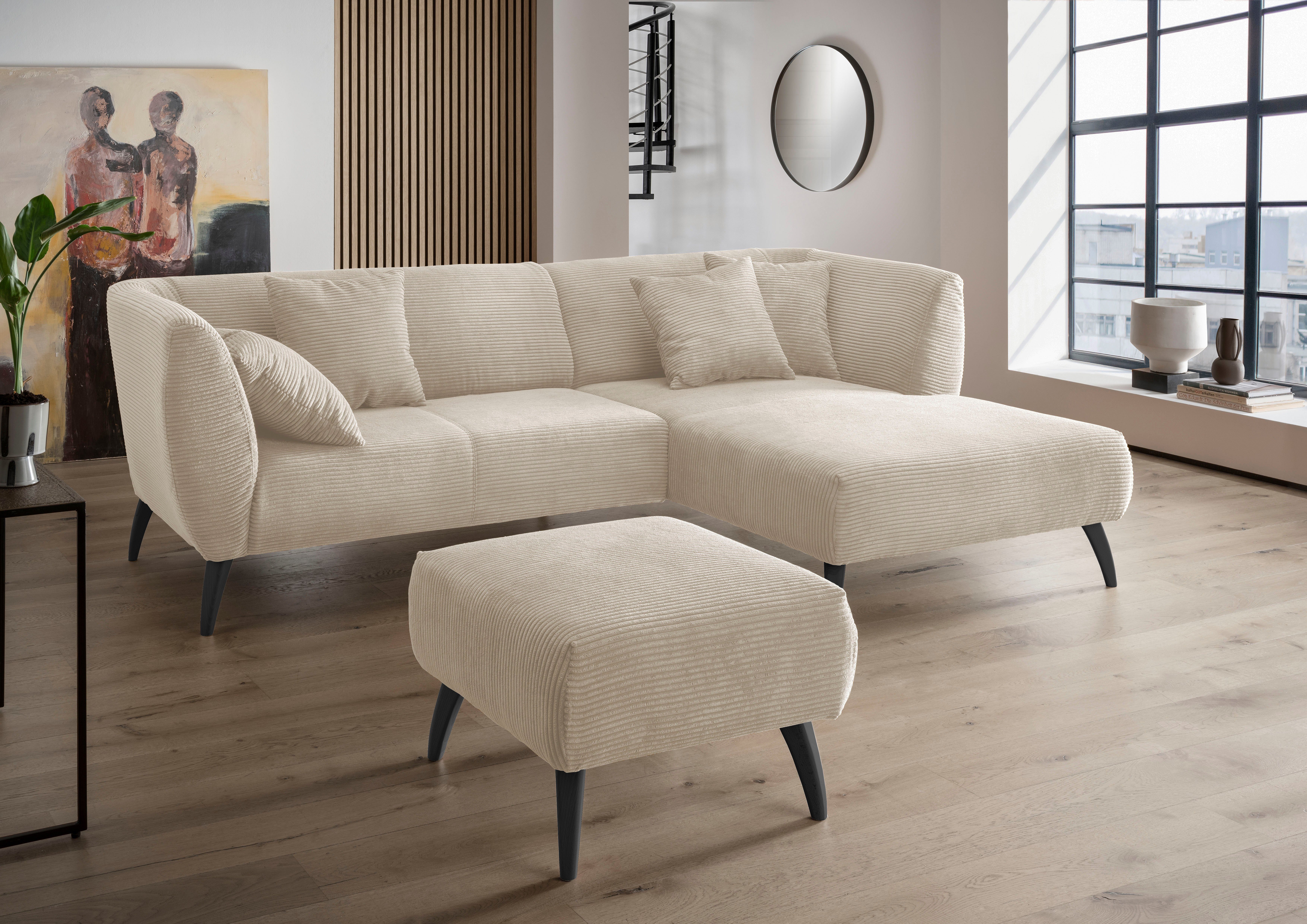INOSIGN Hocker Colori Kleur houten poten naar keuze, verschillende stoffen, hoogwaardige stof