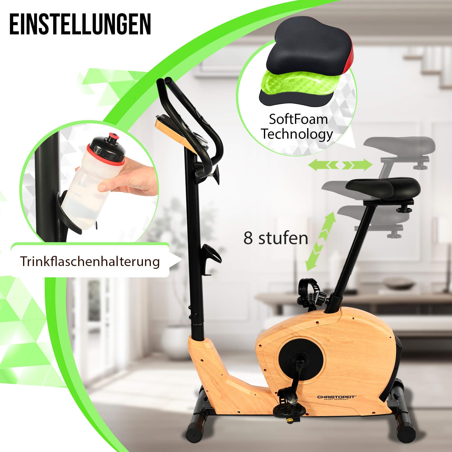 Christopeit Sport® Ergometer ET 3.2 Swinggewicht ca. 7 kg, 32 weerstandsniveaus