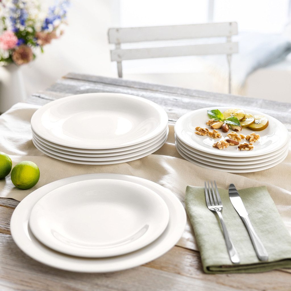 vivo Villeroy & Boch Group Bordenset Essential White Made in Germany, Fine China porselein (set, 12-delig)