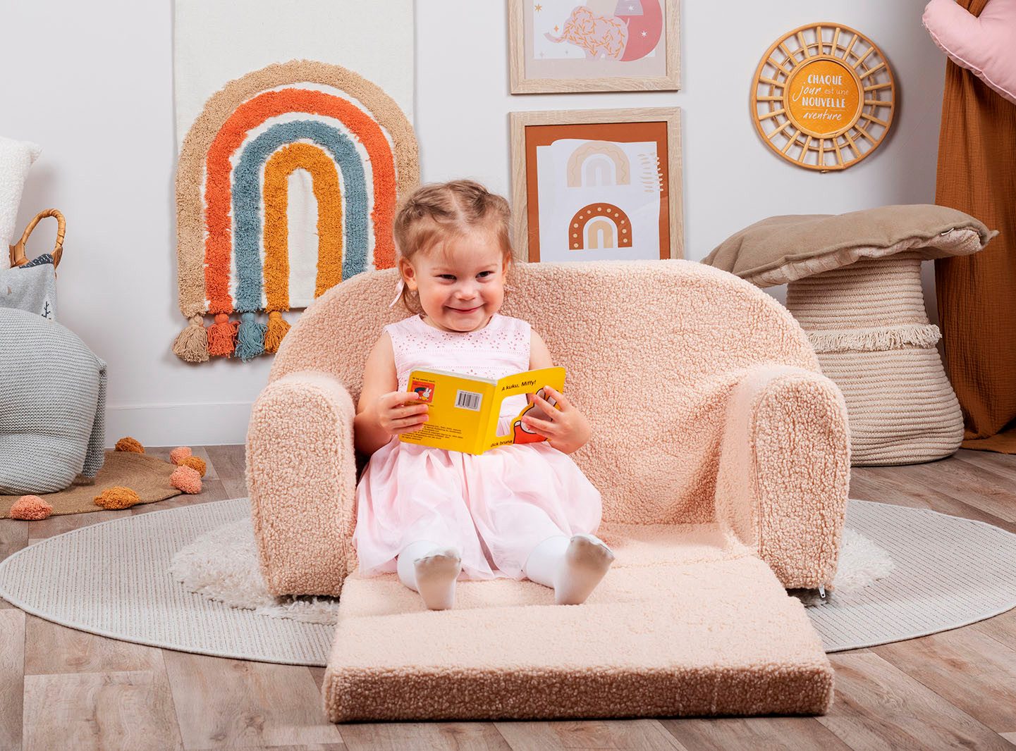 Knorrtoys® Bank Soft, plush beige voor kinderen, made in europe
