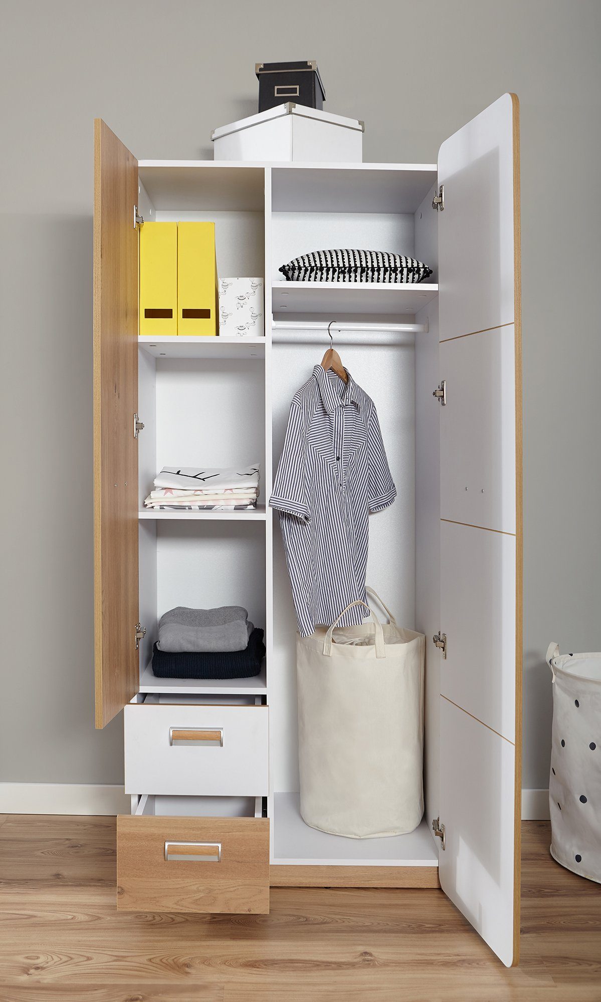 Ticaa Tienerkamerset Lori Bed + kast + bureau + staand rek + wandrek + nachtkastje (set, 6-delig)