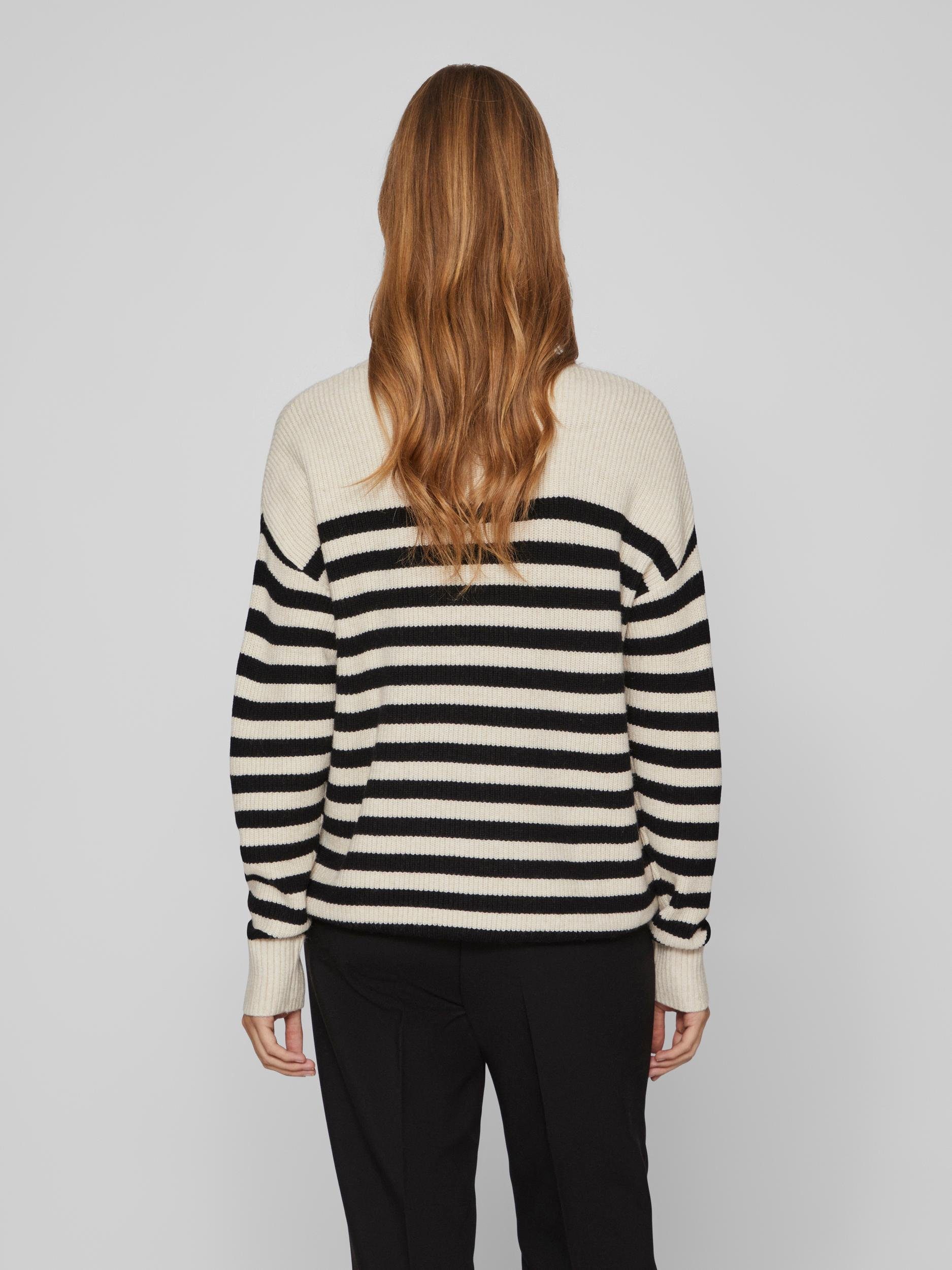 Vila Trui met ronde hals VIRIL RIB STRIPE L S KNIT TOP NOOS