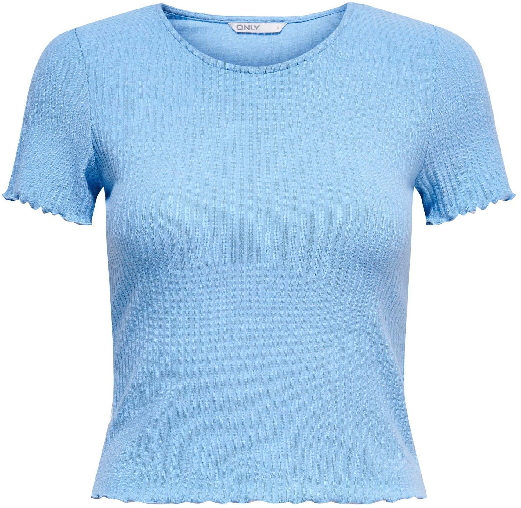 Only Shirt met ronde hals ONLEMMA – Shirt met korte mouwen en golvende zoom