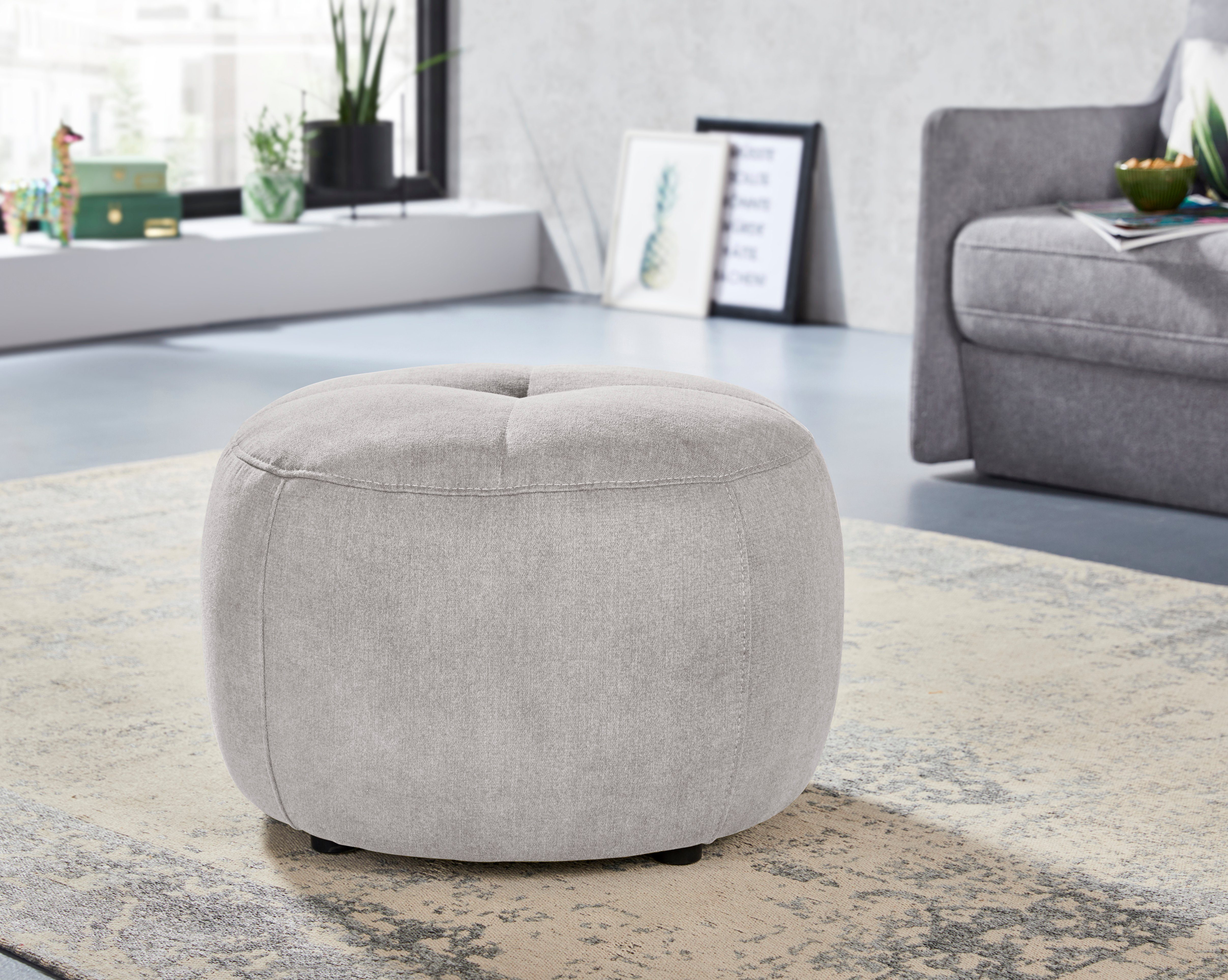 INOSIGN Hocker Lounis Ronde hocker in 2 afmetingen, "soft clean" voor het gemakkelijk reinigen met water