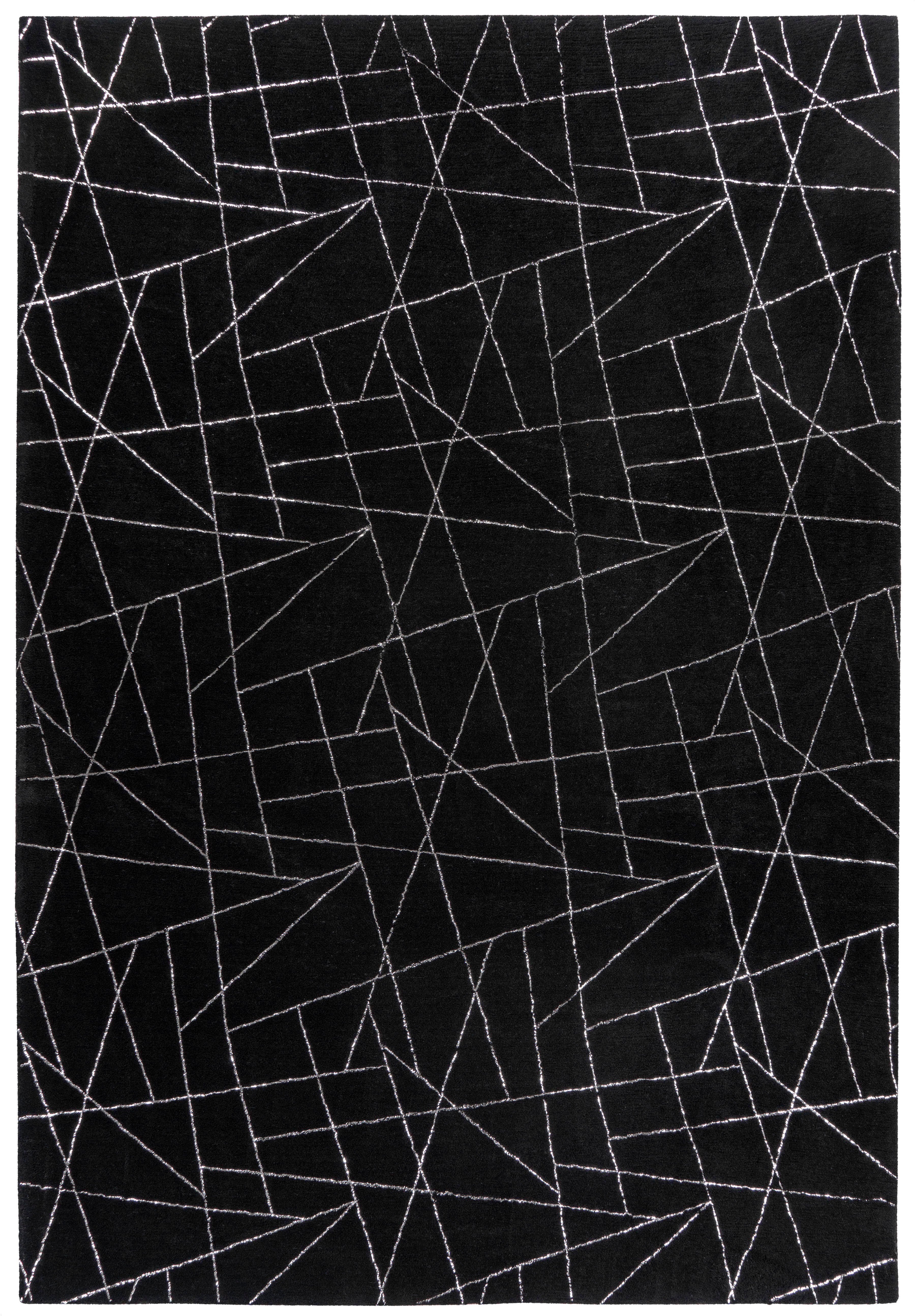 me gusta Vloerkleed Bijou 125 Glans effect, zachte pool, woonkamer, slaapkamer moderne vloerkleden maat 160 cm x 230 cm x 20 mm zwart