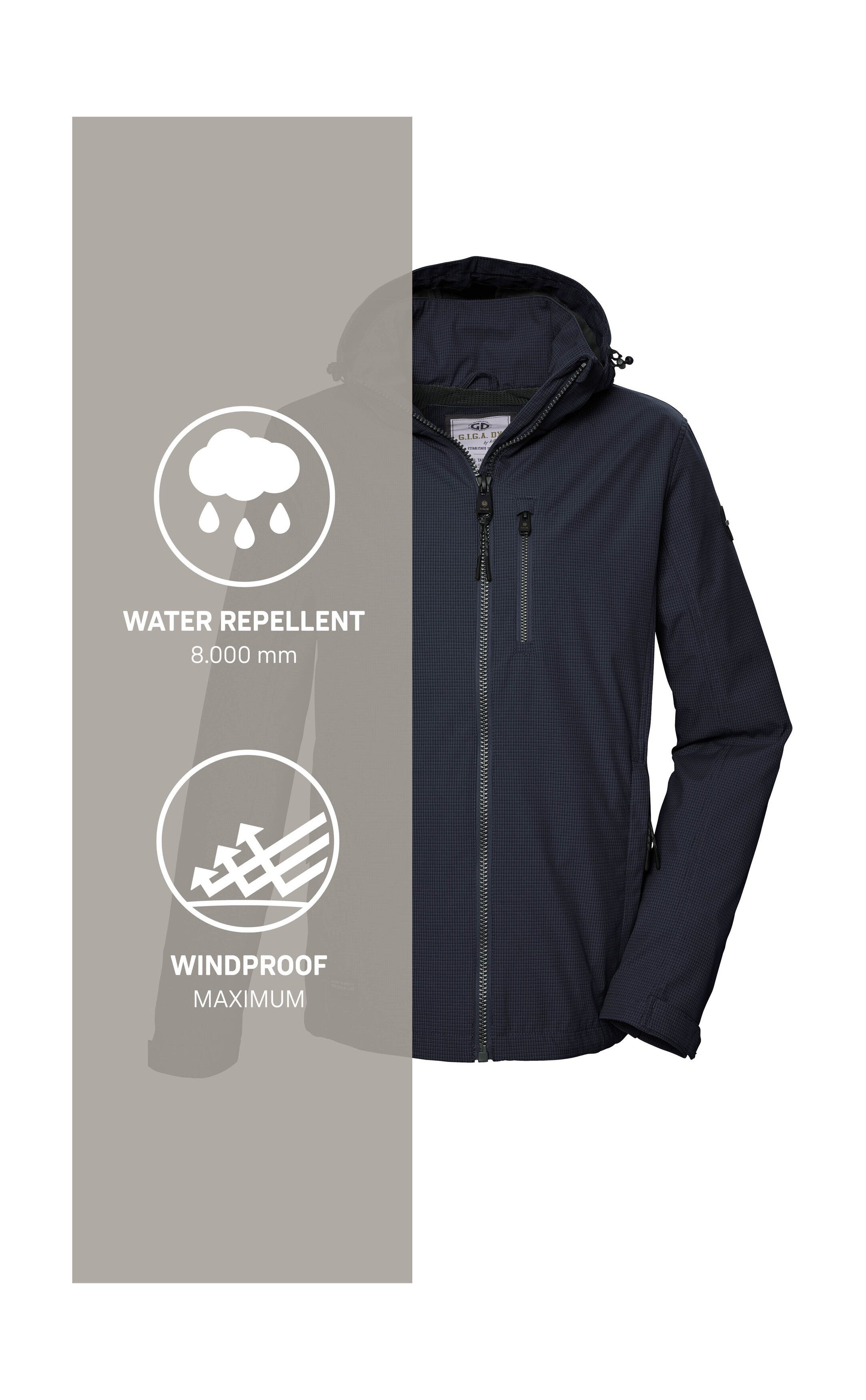 G.I.G.A. DX by killtec Softshell-jack GS 82 MN SFTSHLL JCKT Waterafstotende, winddichte herenjack met afneembare capuchon