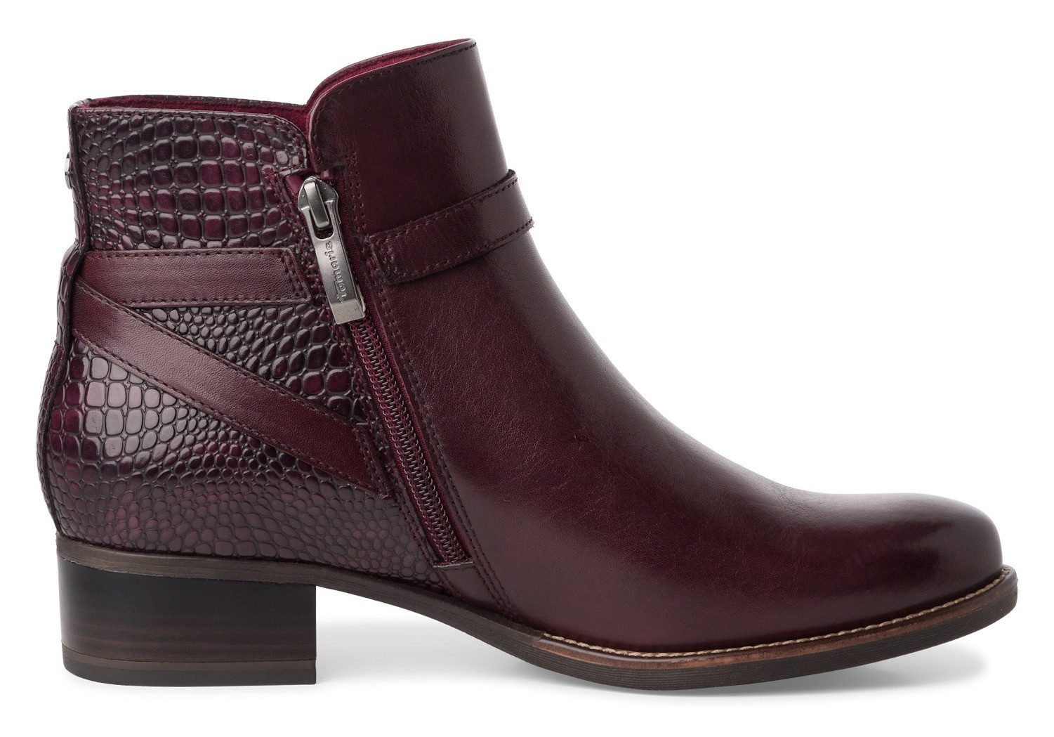 Tamaris Laarsjes blokhak, business schoen, laarzen met decoratieve gesp en logo-embossing