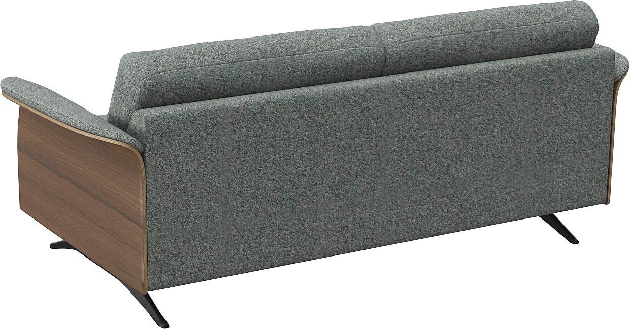 FLEXLUX 2,5-zitsbank Glow sofa, bank Premium zitting: koudschuim en binnenvering, armleuningen. Walnoot, zwarte voet