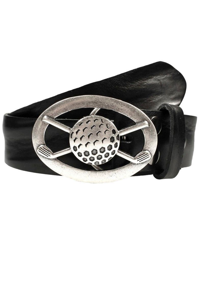 RETTUNGSRING by showroom 019° Leren riem met verwisselbare sluiting "golfbal ovaal open" unisex riemen maat 80 zwart