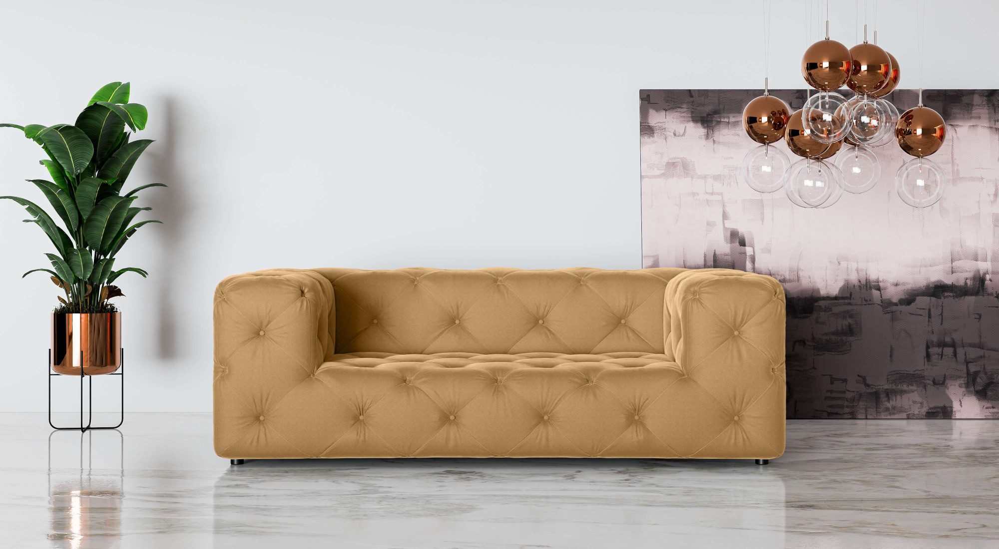 Places of Style 2-zitsbank FOLLINA 2-zits bank met klassieke chesterfield knoopverwerking