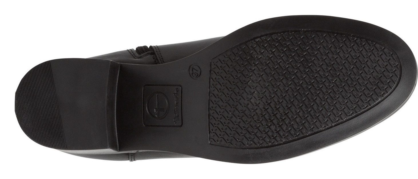 Tamaris Laarsjes blokhak, business schoen met decoratieve band en logo-sieraad