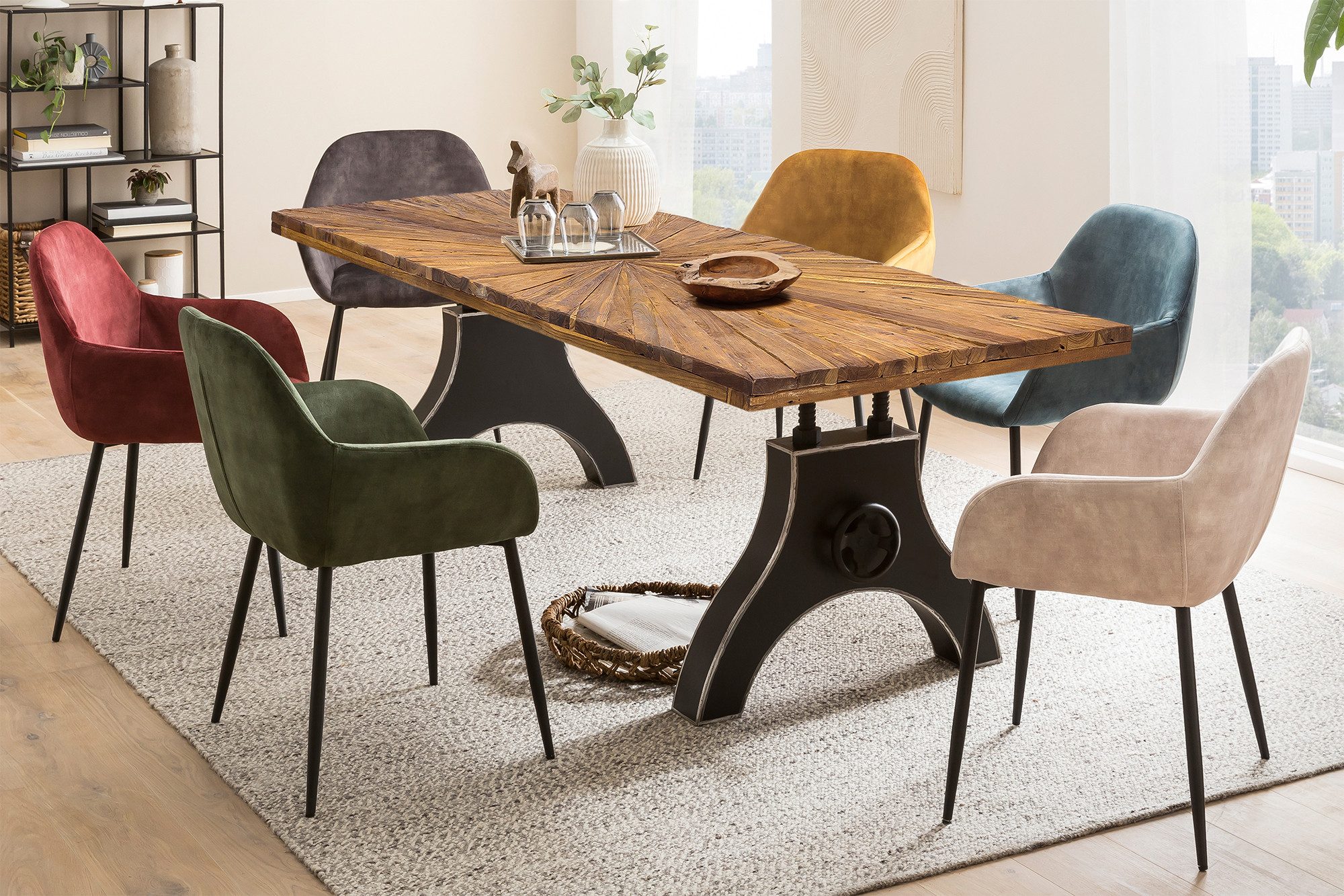 SIT Eettafel met uitzonderlijk zon-ontwerp eettafels maat 180 cm x 74 cm x 100 cm beige