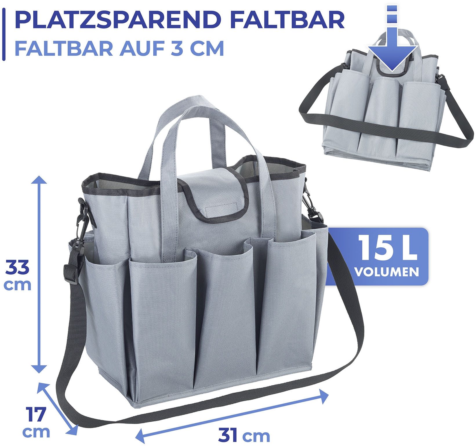 Maximex Organizer Universele caddy 8 zakken vouwbare draagtas voor thuis en onderweg, 15 liter