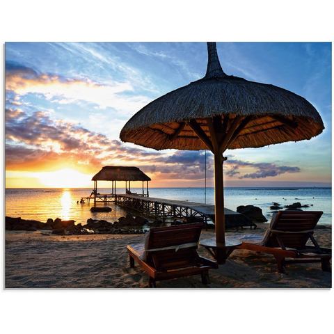 Artland print op glas Sonnenuntergang auf Mauritius