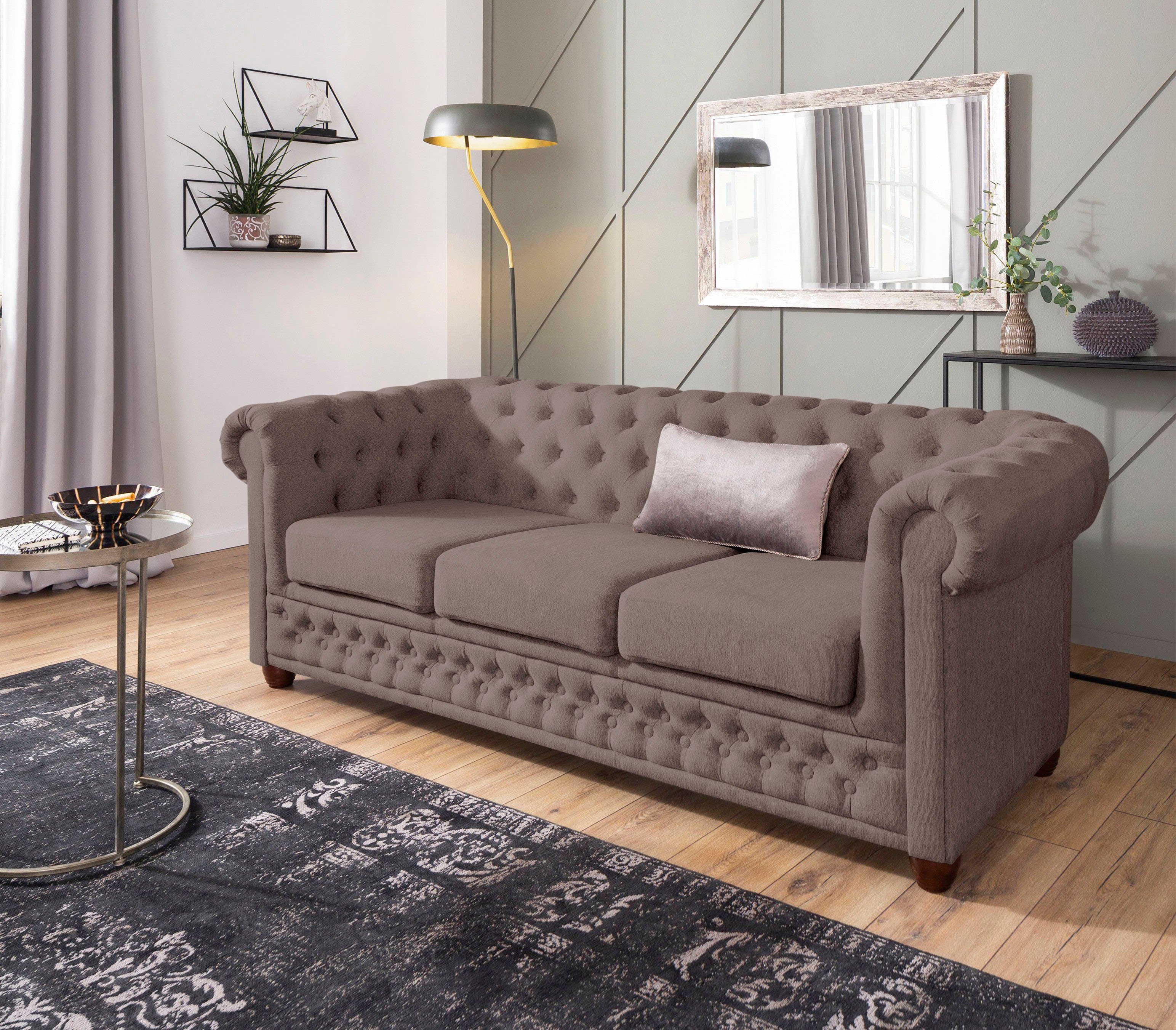 Home affaire Chesterfield-bank New Castle met hoogwaardige capitonnage in chesterfield-design, bxdxh: 203x86x72